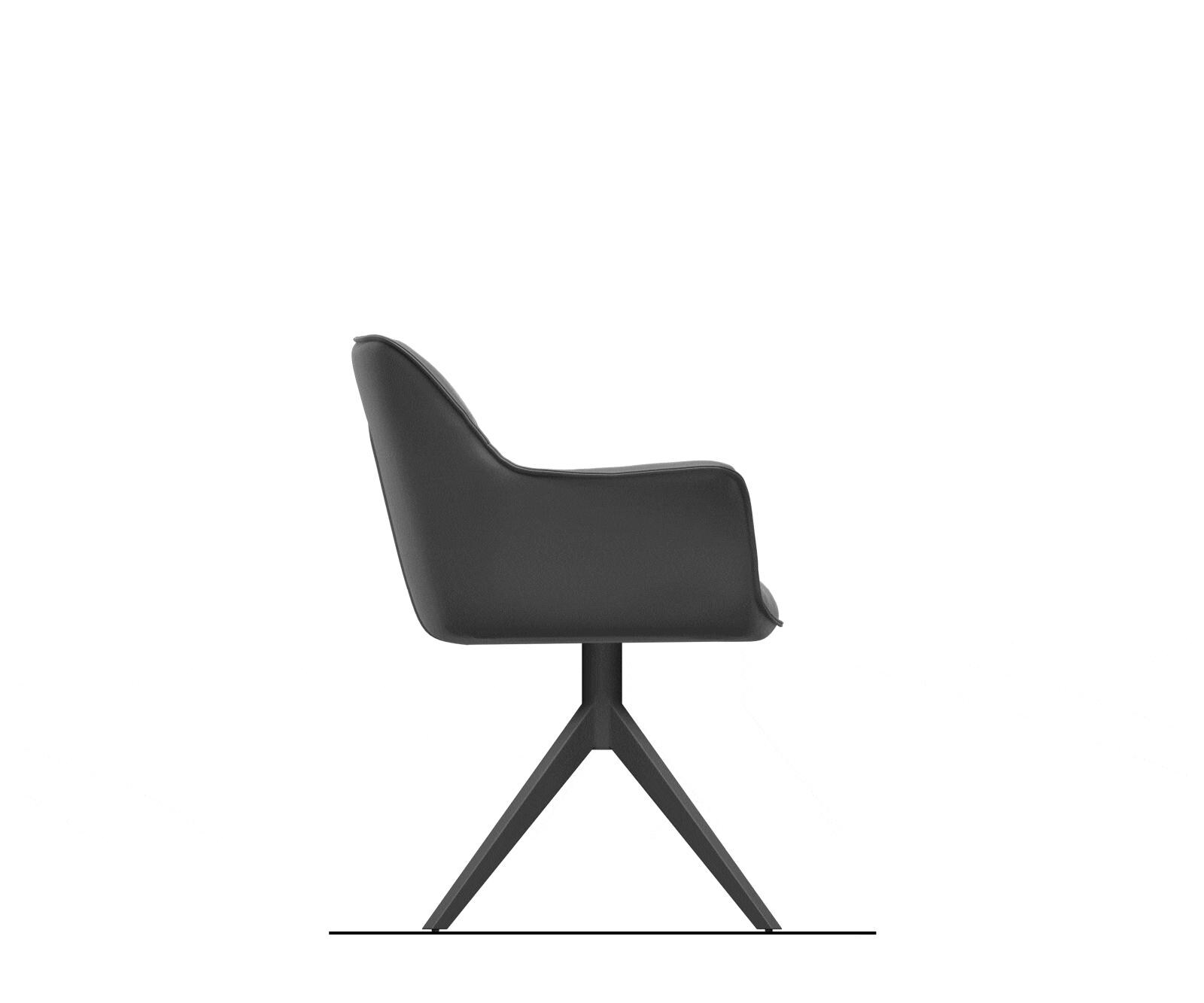 Chaise-pivotante Keila-Flex avec accoudoirs bouclé doux couleur boue pied croisé large blanc pivotement sur 360° fonction bascule 8