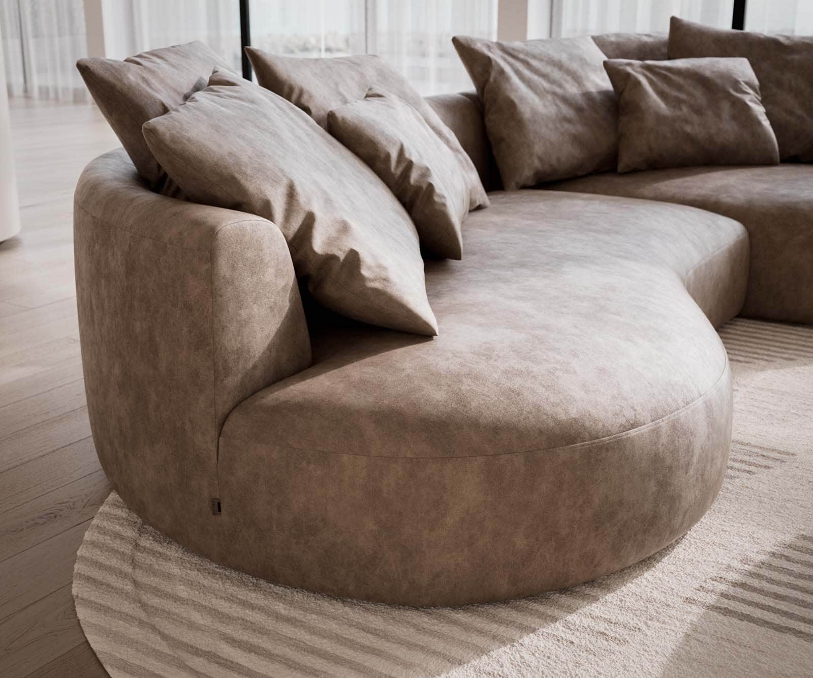 Canapé Edina 330x170 cm microfibre taupe vintage 4 Canapé Edina 330x170 cm microfibre taupe vintage 4