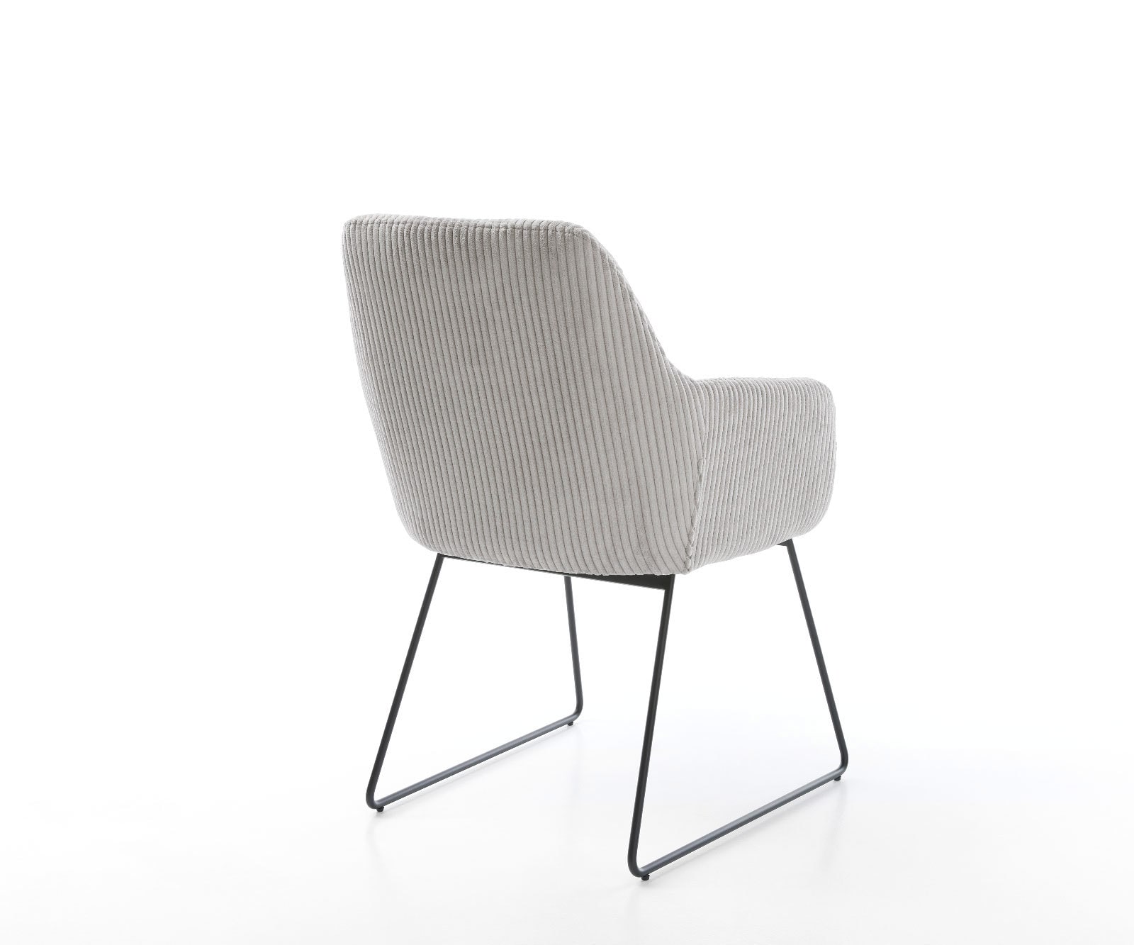 Chaise-de-salle-à-manger Pejo-Flex côtelé gris argenté pied trapèze noir ressorts ensachés 5