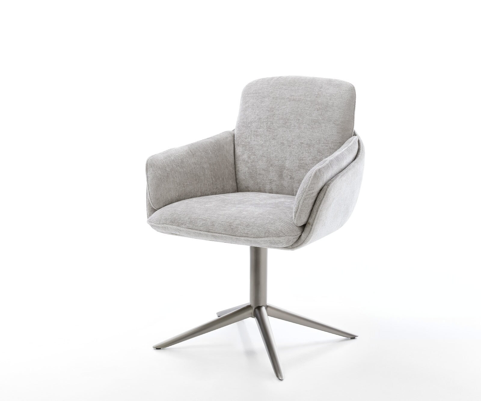 Chaise-pivotante Luan-Flex mit Armlehnen chenille gris argenté pied de chaise 4 branches grafiete pivotement sur 360° fonction bascule 1