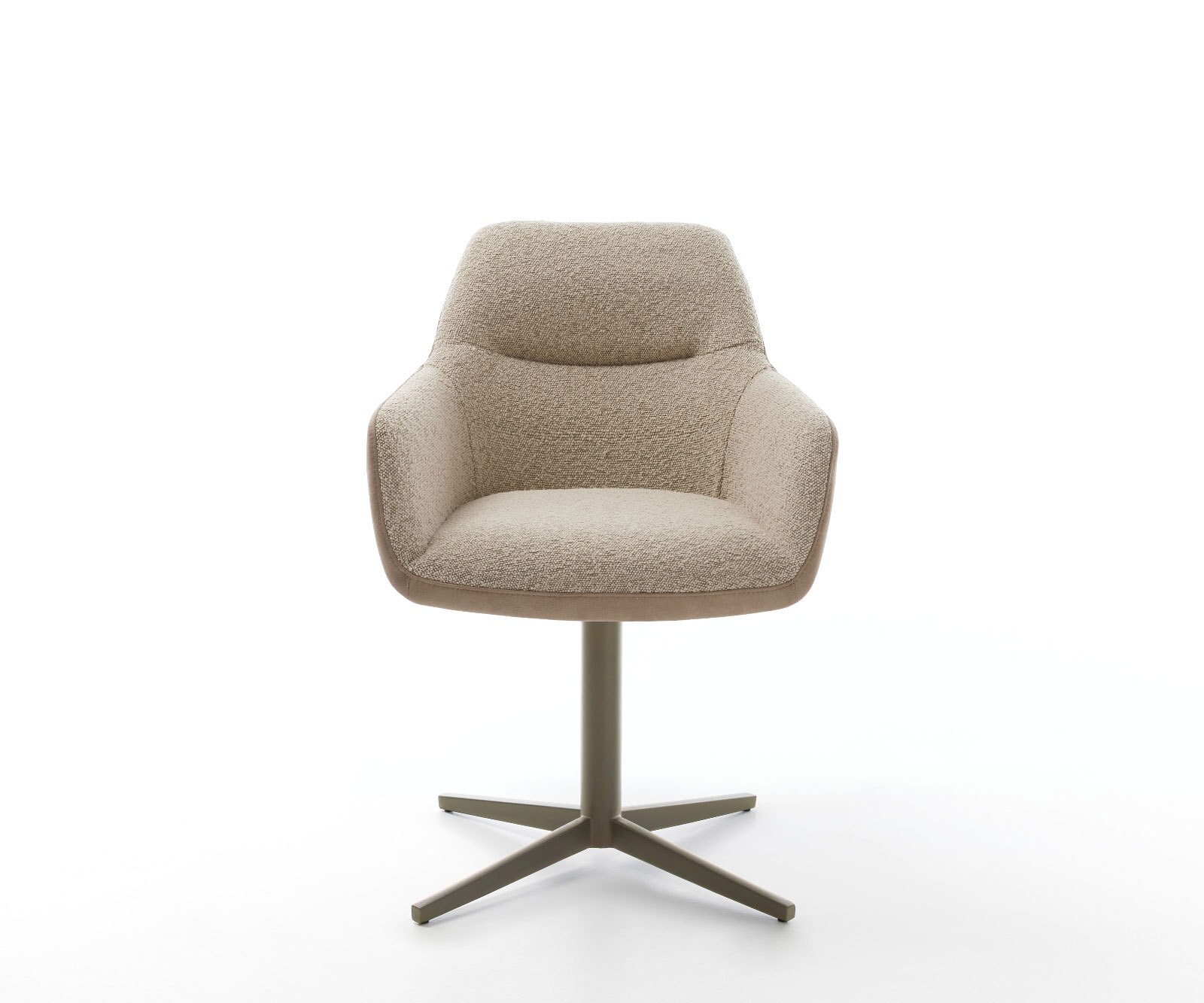 Chaise-pivotante Pejo-Flex tissu mixte couleur boue pied de chaise 4 branches aspect titane pivotement sur 360° ressorts ensachés 1