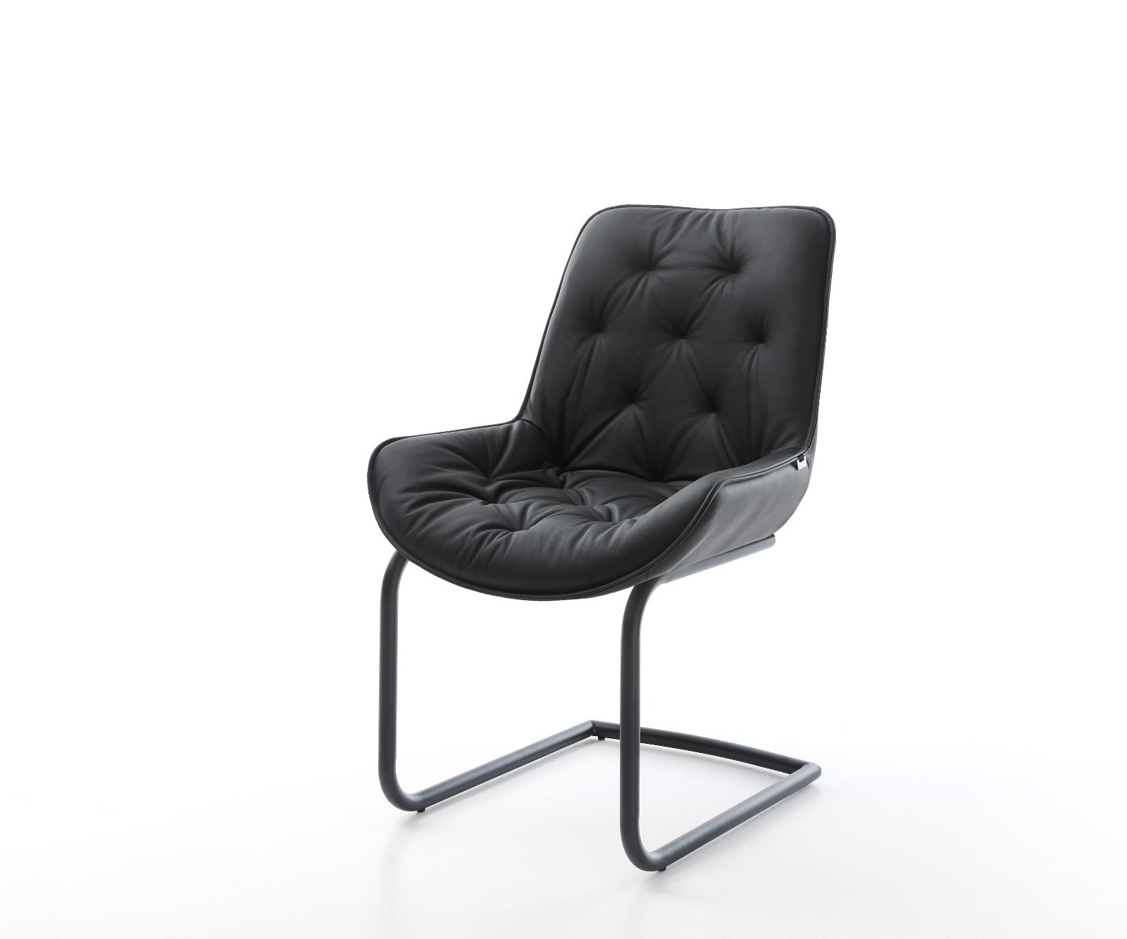 Cantilever Taimi-Flex cuir de vache noir pied cantilever rond noir