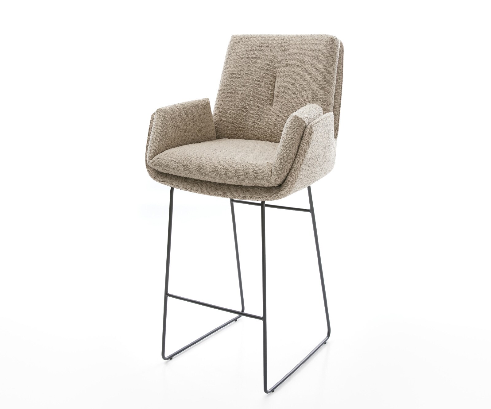 Chaise-de-bar Clea-Flex Bouclé Boue Pied trapèze noir Noir