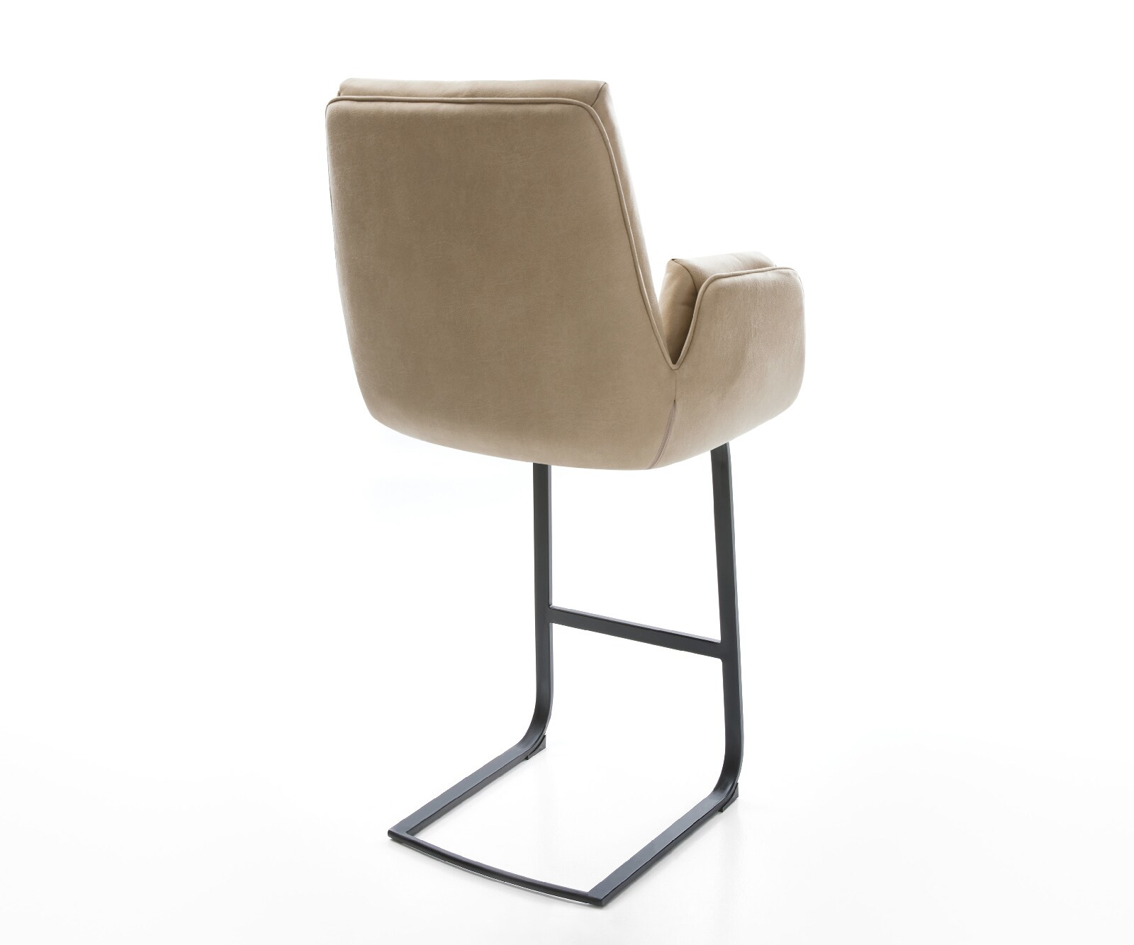 Chaise-de-bar Clea-Flex Microfibre Beige vintage Pied cantilever plat noir Noir 5