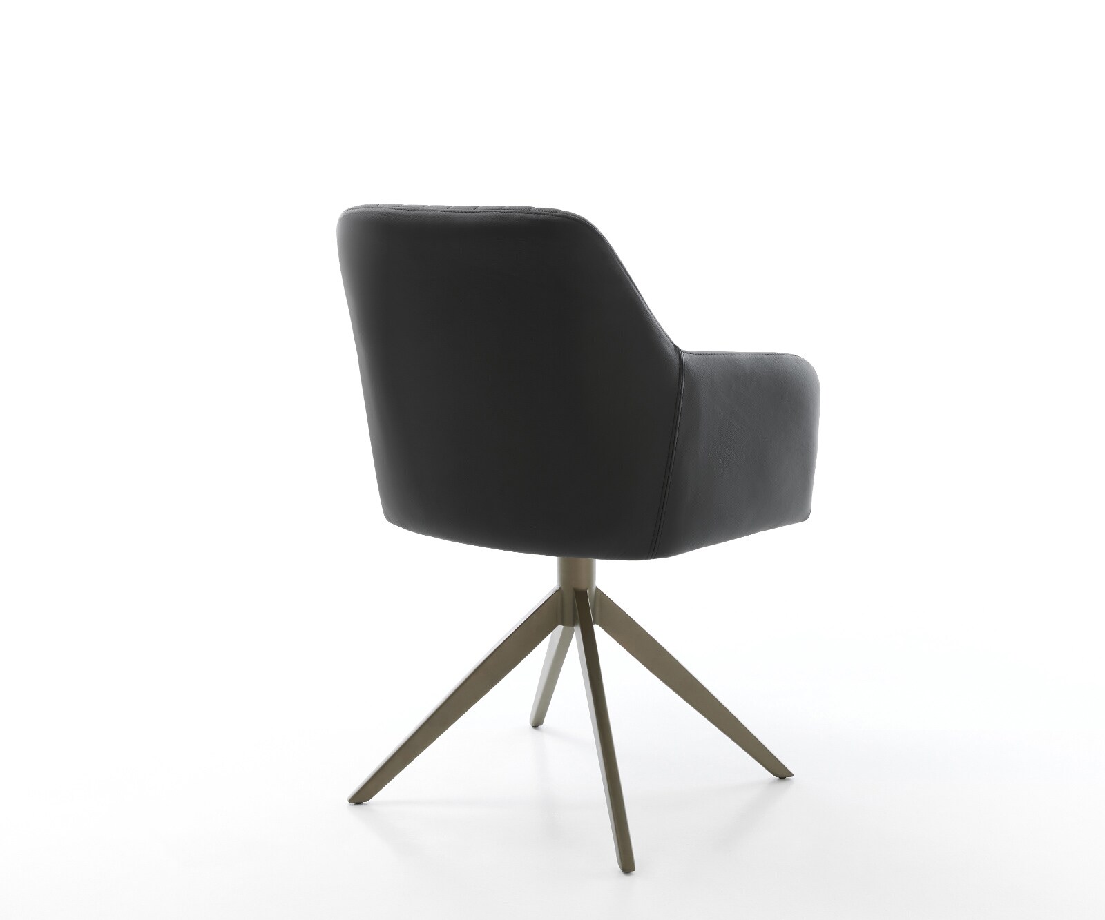 Chaise-pivotante Greg-Flex cuir de vache noir pied croisé large aspect titane pivotement sur 360° fonction bascule ressorts ensachés 5