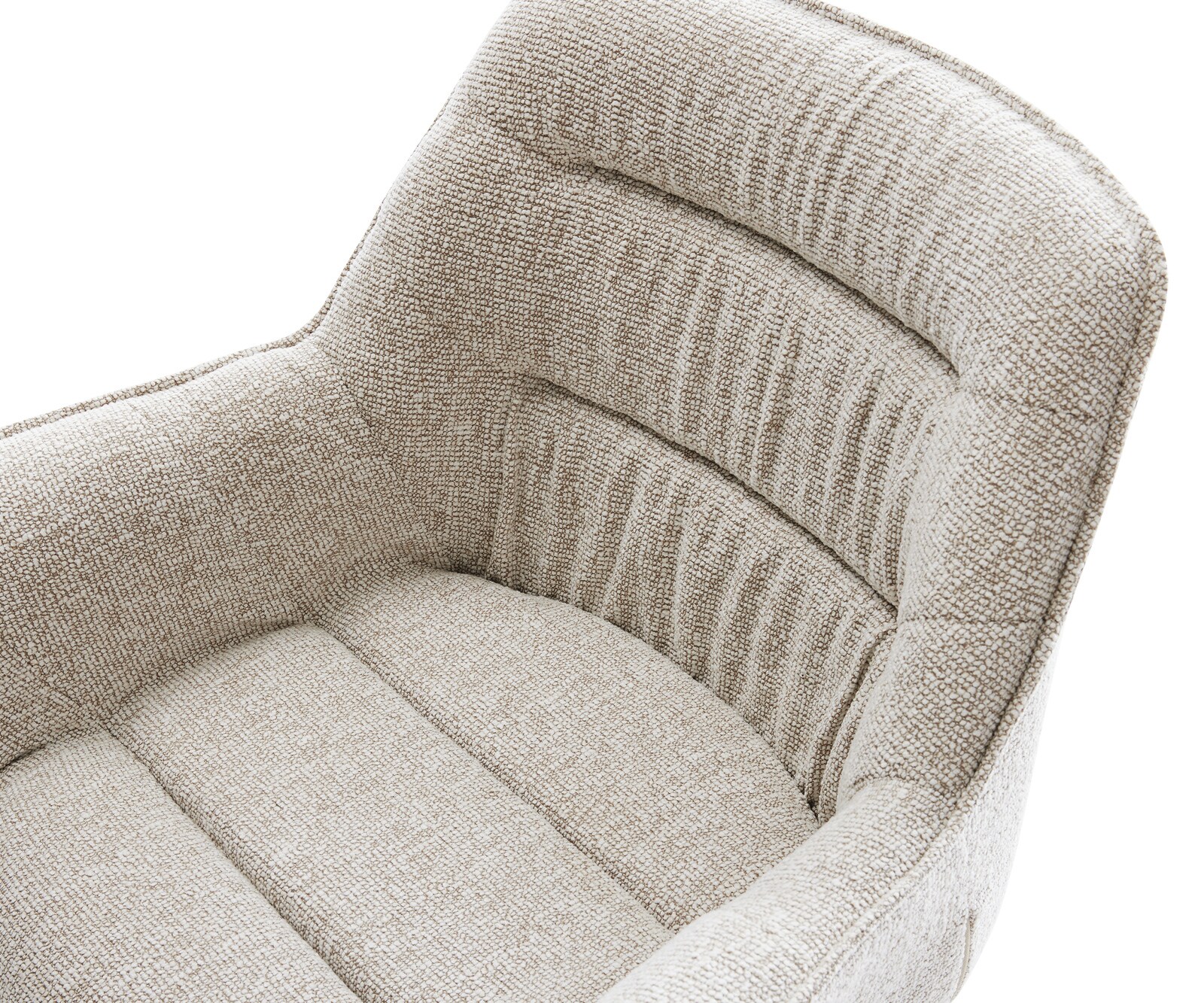 Chaise-pivotante Kaira-Flex tissu tissé doux beige pied en bois angulaire naturel pivotement sur 180° 4