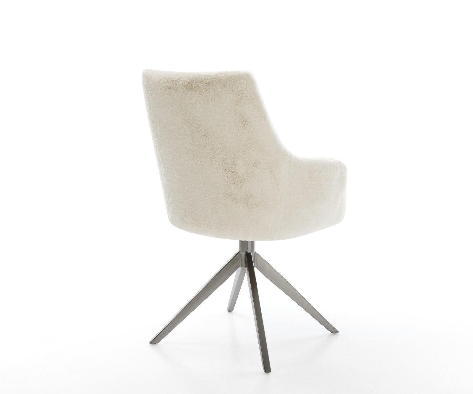 Chaise-pivotante Alja-Flex avec accoudoirs peluche crème-blanc pied croisé large grafiete pivotement sur 360° fonction bascule resorts ensachés 4