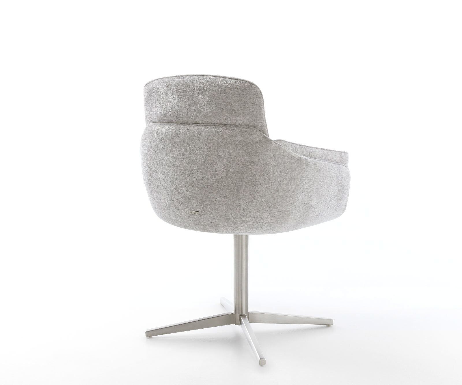 Chaise-pivotante Luan-Flex avec accoudoirs chenille gris argenté pied de chaise 4 branches acier inoxydable brossé pivotement sur 360° 4 Chaise-pivotante Luan-Flex avec accoudoirs chenille gris argenté pied de chaise 4 branches acier inoxydable brossé pivotement sur 360° 4