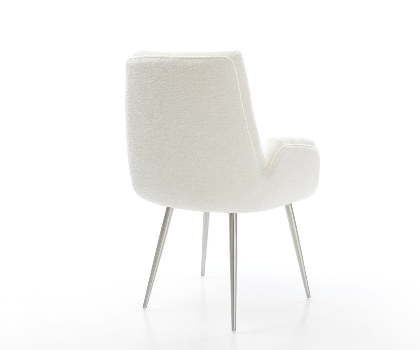 Chaise-de-salle-à-manger Clea-Flex bouclé doux beige 4 pieds coniques acier inoxydable 5