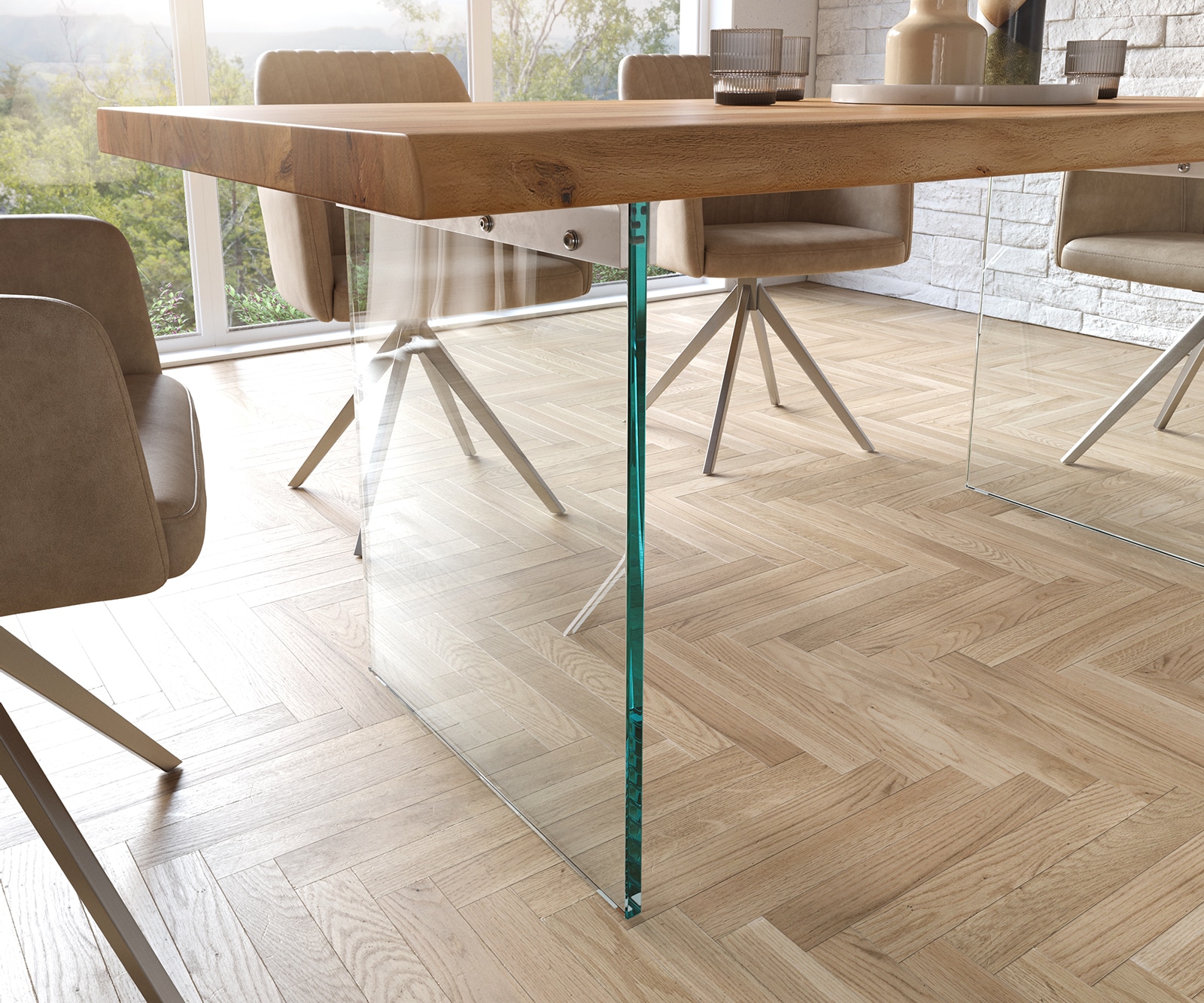 Table à manger Edge 180x90 XL acacia nature verre Live-Edge 5 Table à manger Edge 180x90 XL acacia nature verre Live-Edge 5