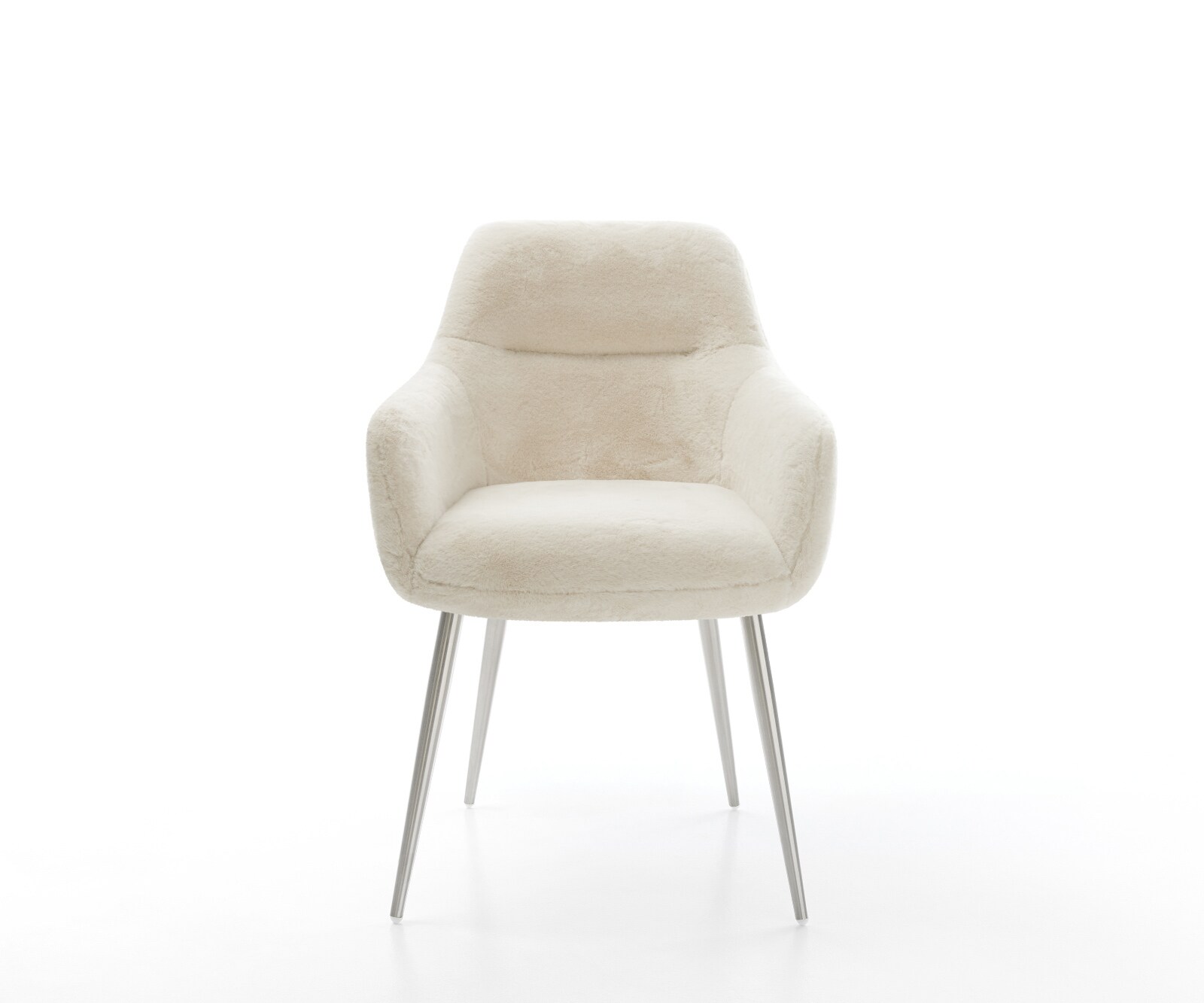 Chaise-de-salle-à-manger Pejo-Flex peluche crème-blanc 4 pieds coniques acier inoxydable resorts ensachés 1