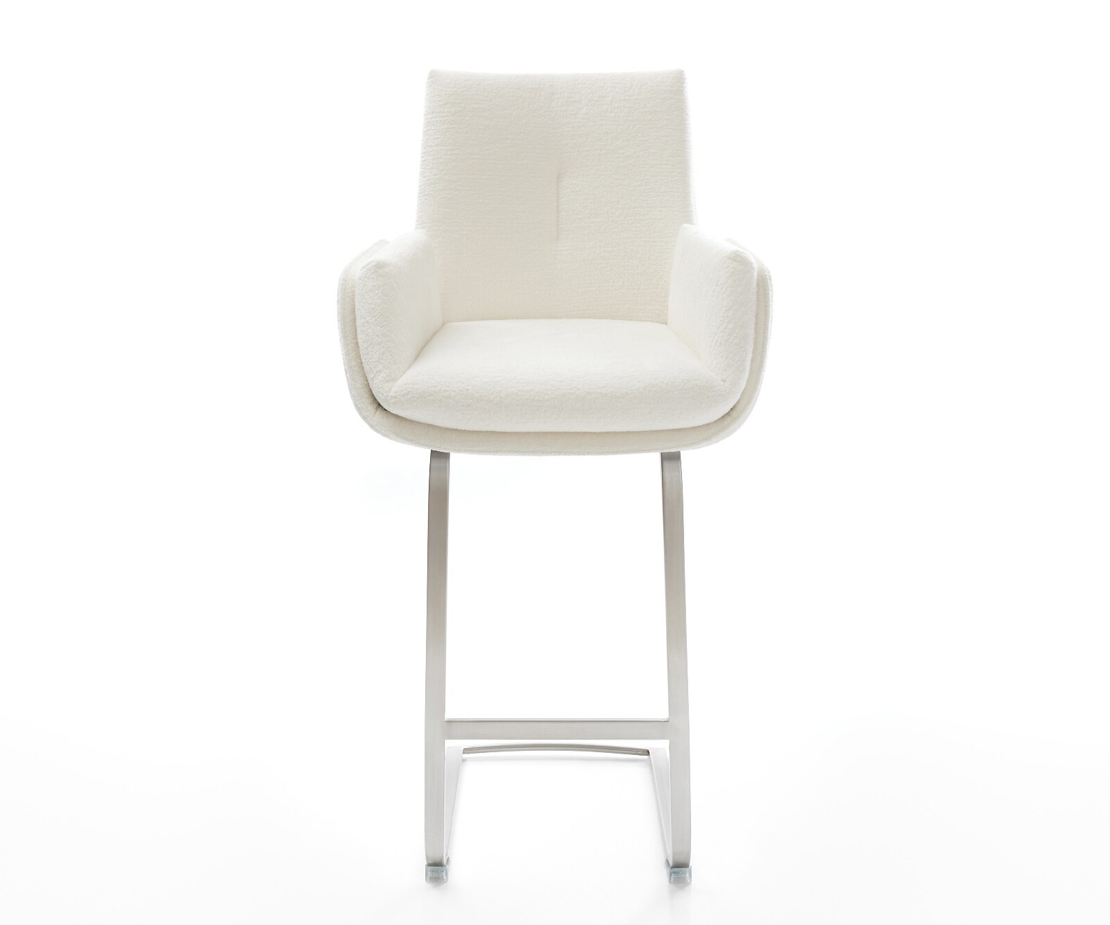 Chaise-de-bar Clea-Flex Bouclé doux Beige Pied cantilever acier inoxydable Argent 1