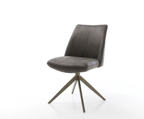 Chaise-pivotante Elso-Flex microvelours anthracite vintage pied croisé large aspect titane pivotement sur 360° ressorts ensachés