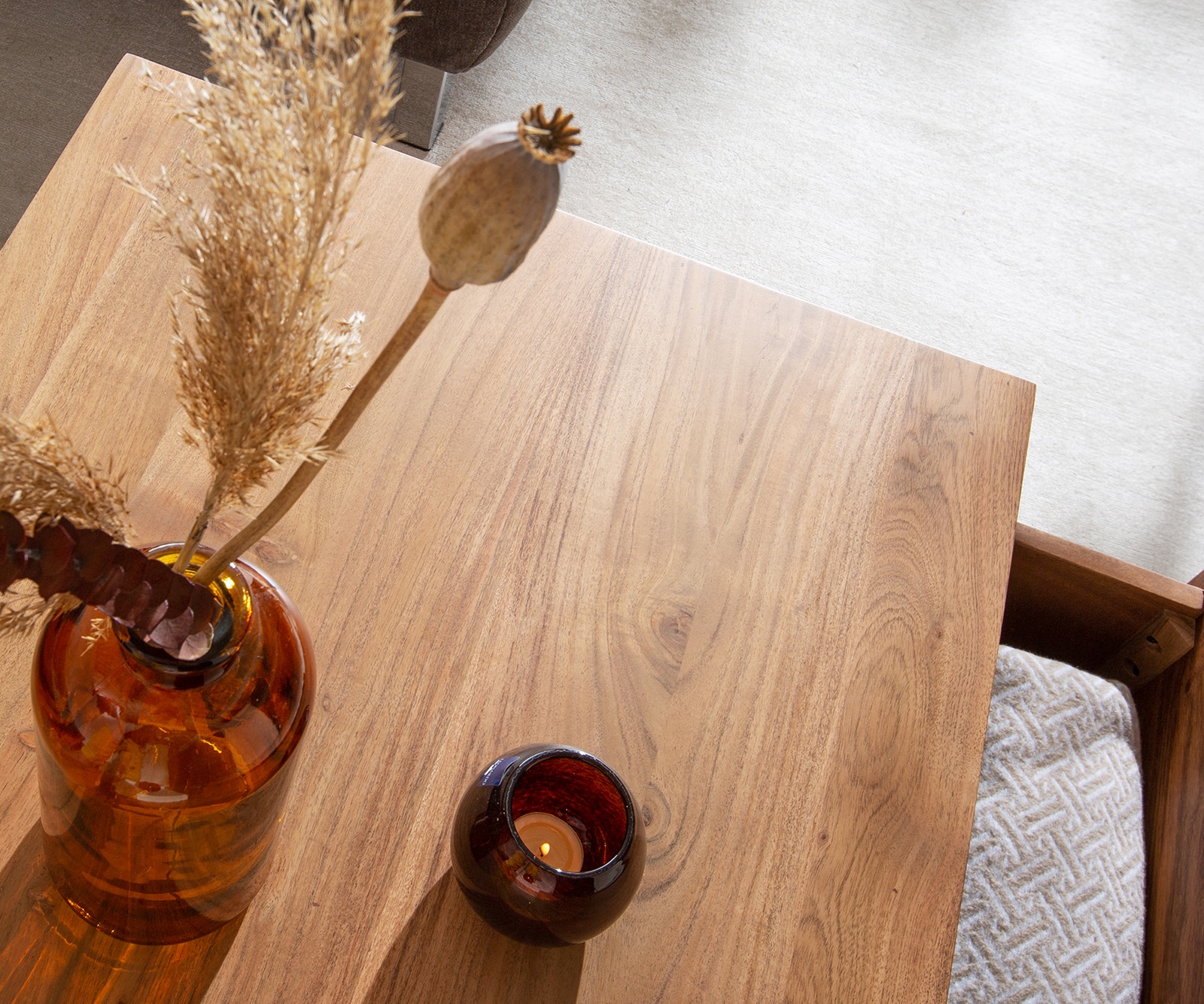 Table basse Stonegrace 115x60 acacia nature 2 tiroirs placage en pierre pieds en V 5 Table basse Stonegrace 115x60 acacia nature 2 tiroirs placage en pierre pieds en V 5