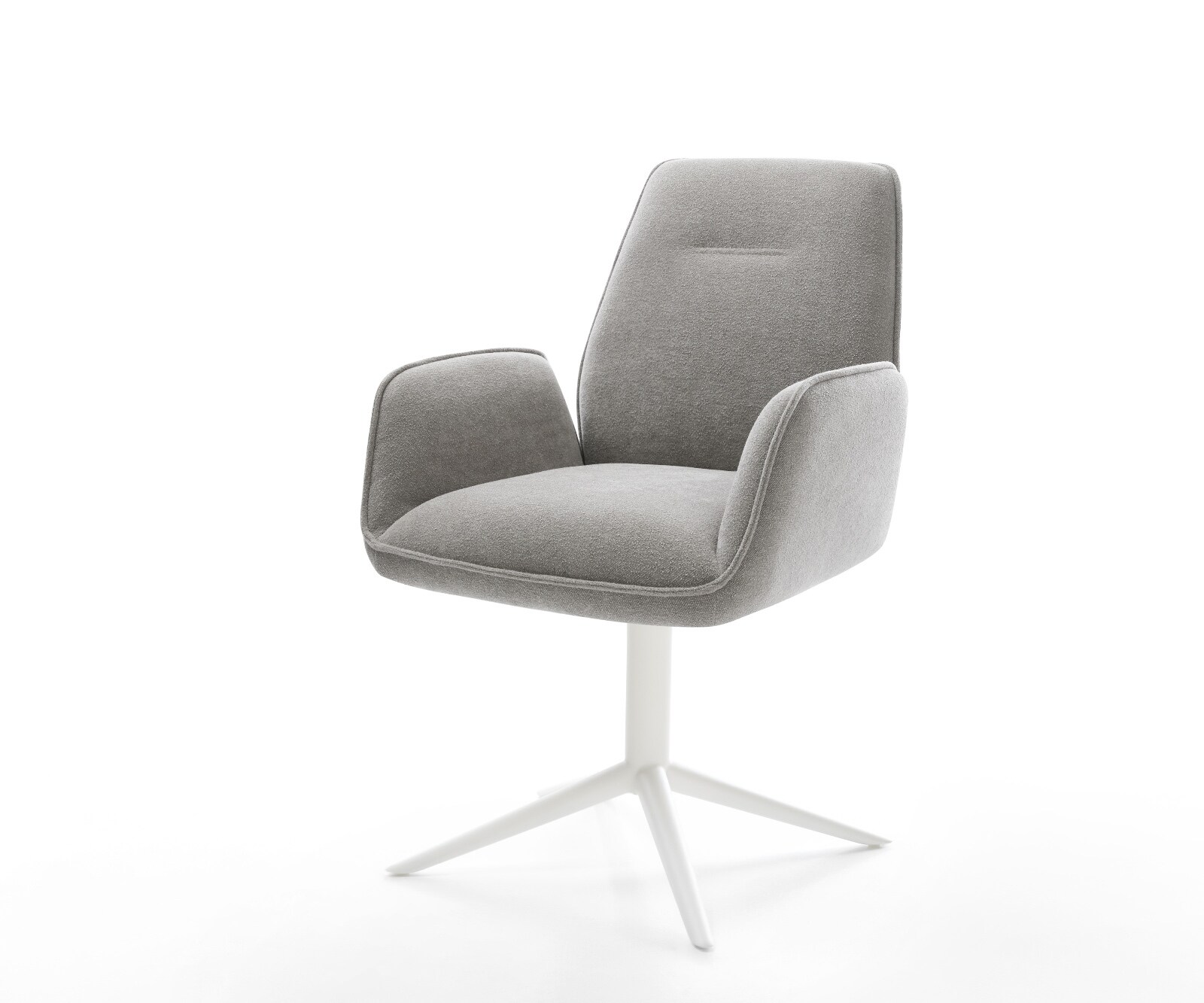 Chaise-pivotante Zoa-Flex tissu structuré doux gris pied de chaise 4 branches blanc pivotement sur 360° fonction bascule resorts ensachés