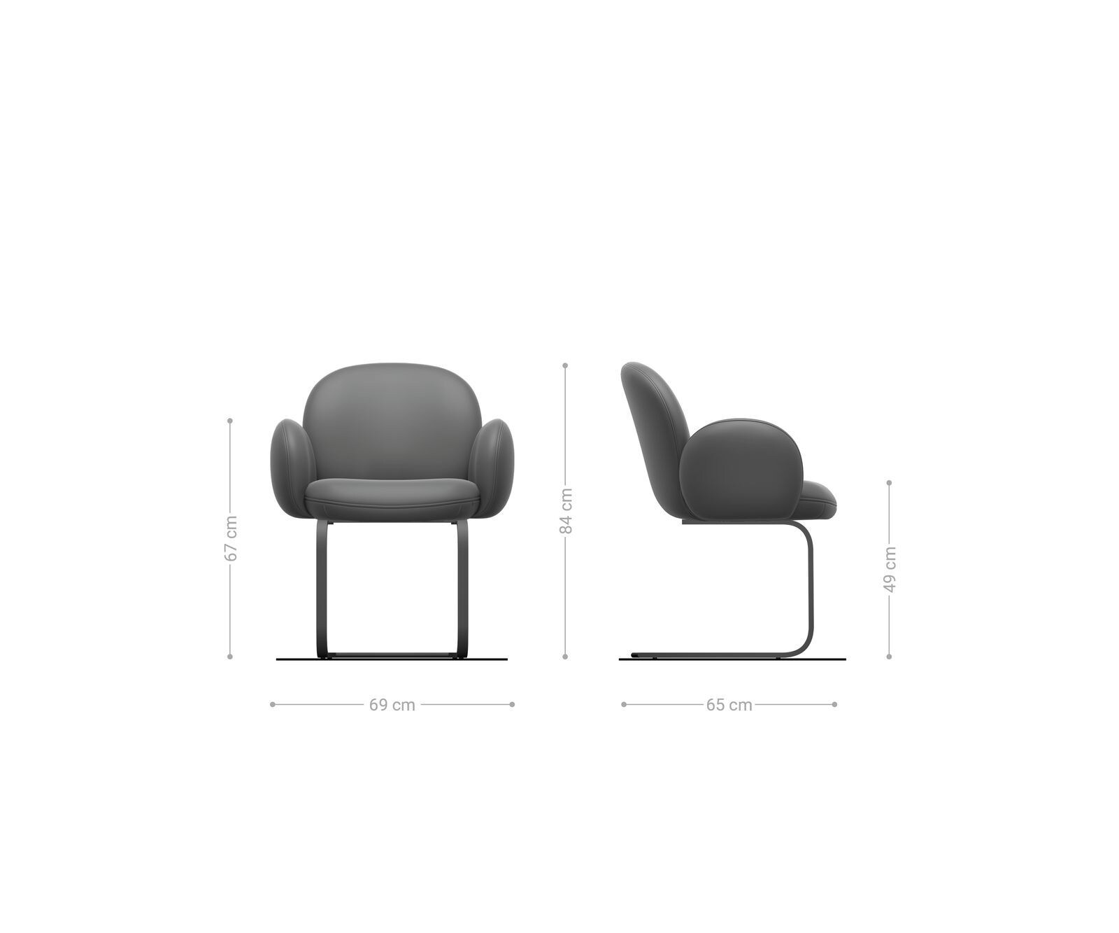 Cantilever Nube-Flex avec accoudoirs côtelé gris argenté pied cantilever plat noir ressorts ensachés 6