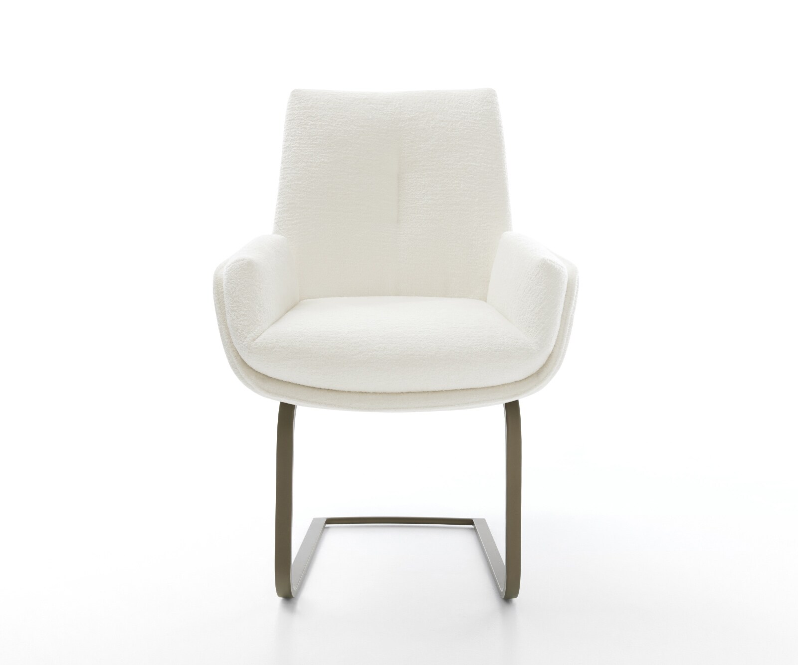 Cantilever Clea-Flex bouclé doux beige pied cantilever plat aspect titane 2