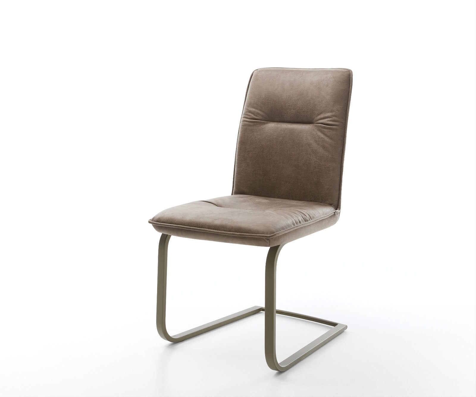 Cantilever Vinjo-Flex microvelours taupe vintage pied cantilever plat aspect titane