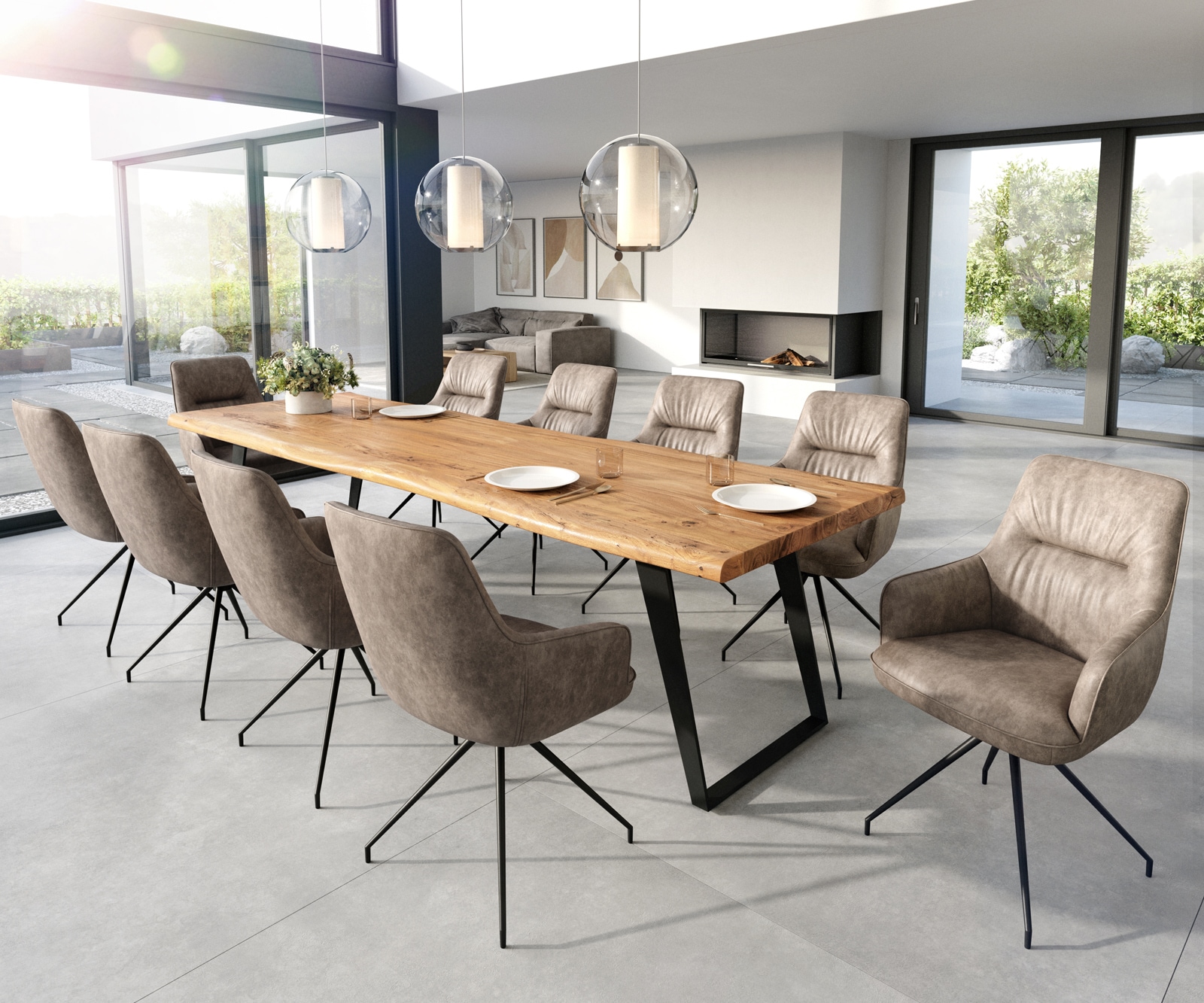 Chaise-de-salle-à-manger Zelia-Flex avec accoudoirs microvelours taupe vintage pied croisé conique noir ressorts ensachés 3 Chaise-de-salle-à-manger Zelia-Flex avec accoudoirs microvelours taupe vintage pied croisé conique noir ressorts ensachés 3