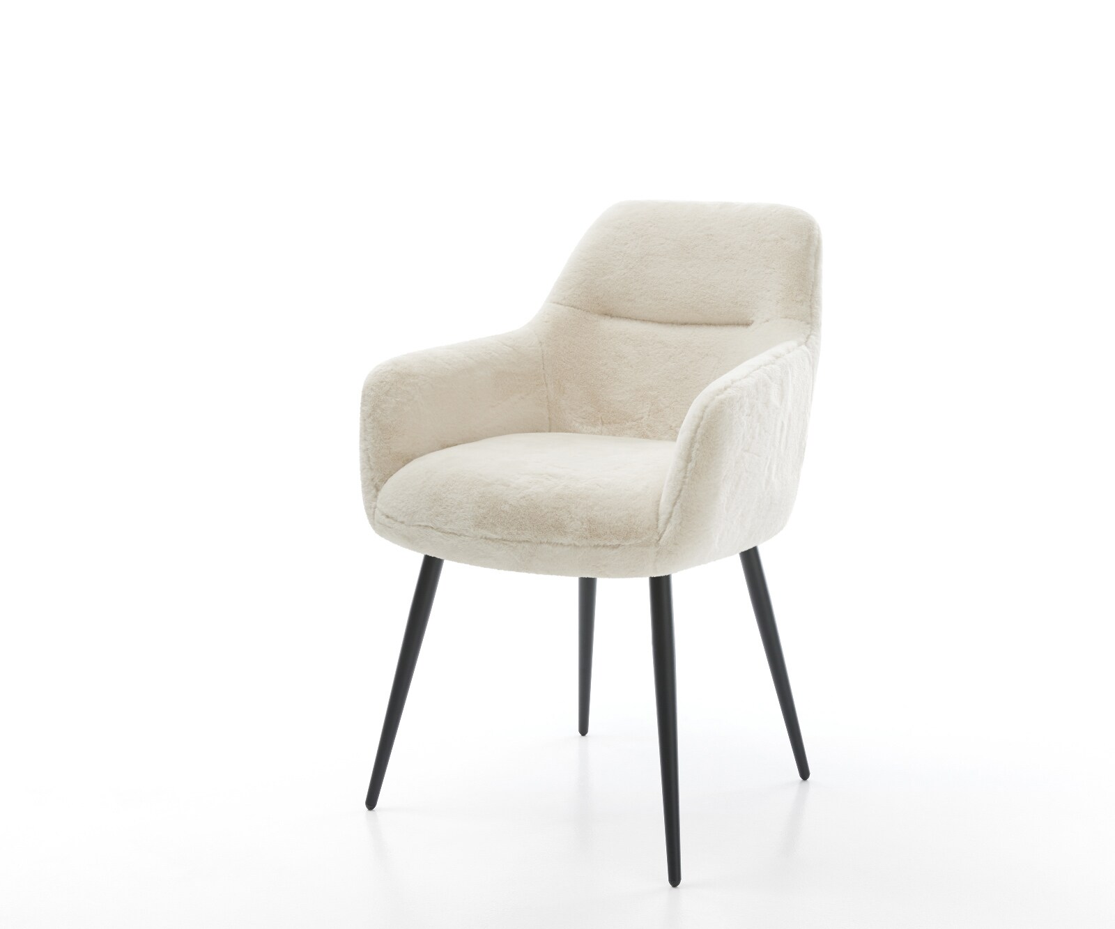 Chaise-de-salle-à-manger Pejo-Flex peluche crème-blanc 4 pieds coniques noir resorts ensachés