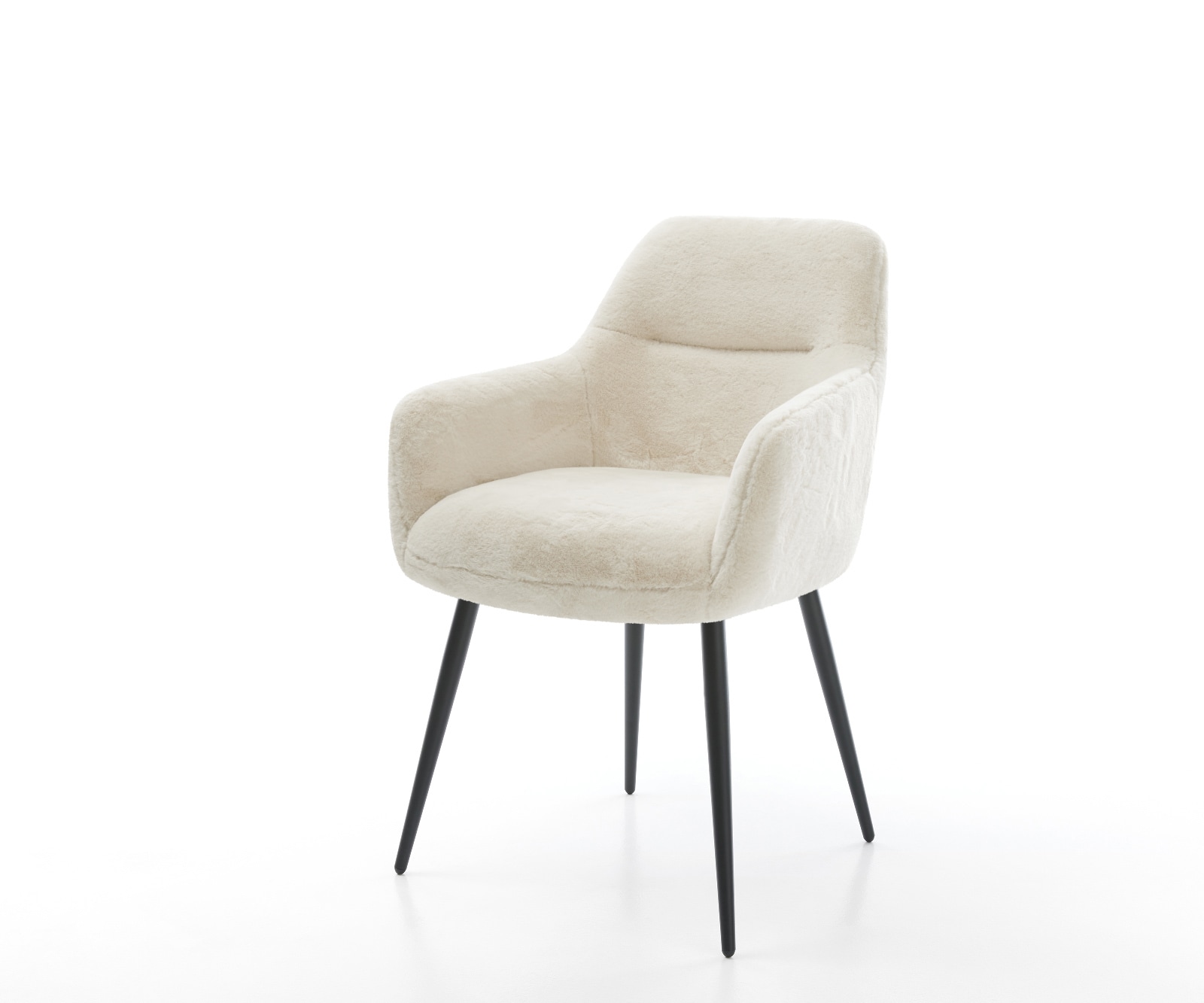 Chaise-de-salle-à-manger Pejo-Flex peluche crème-blanc 4 pieds coniques noir resorts ensachés 1