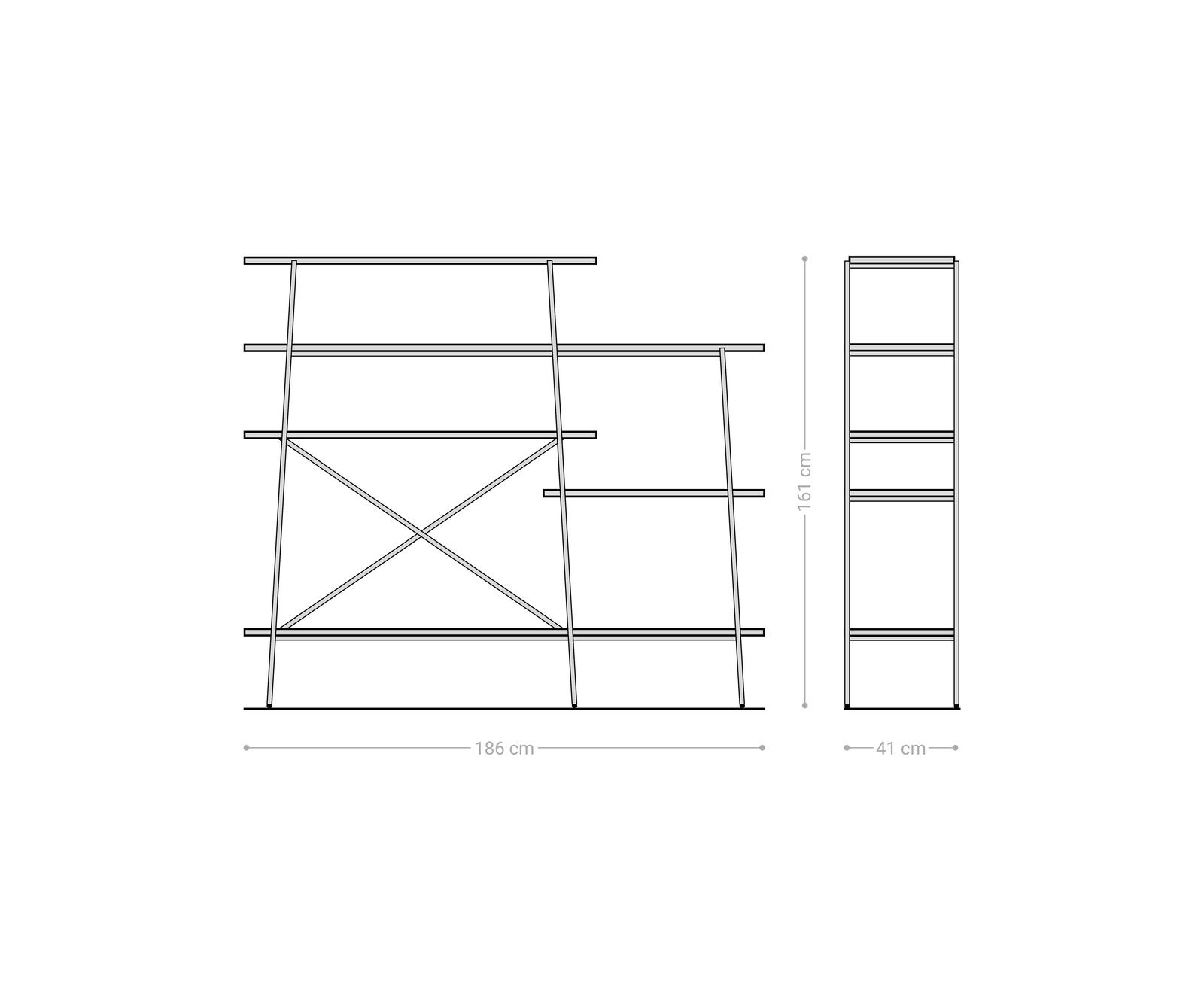 Bibliothèque Mikkusu 185x160cm bambou naturel manguier noir 5 étagères métal noir 5