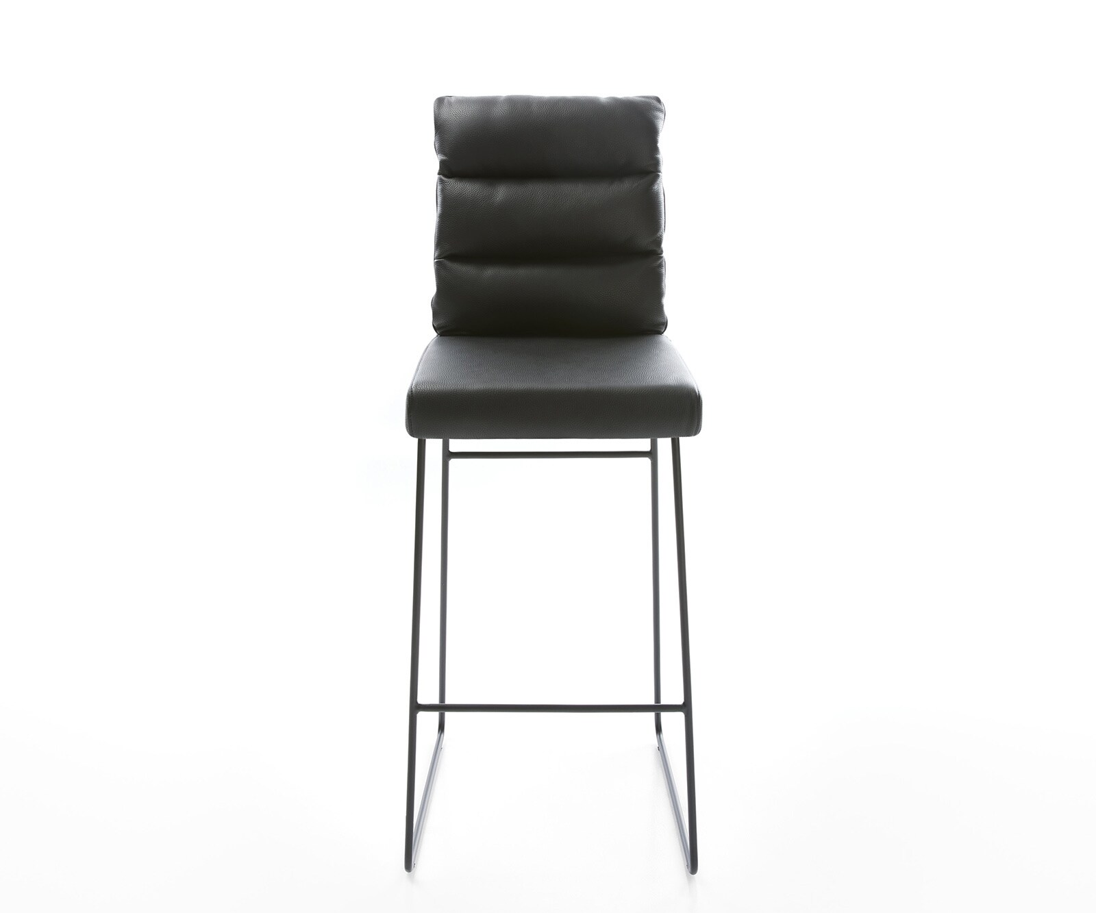 Chaise-de-bar Pela-Flex cuir véritable noir cadre de patins métal 1
