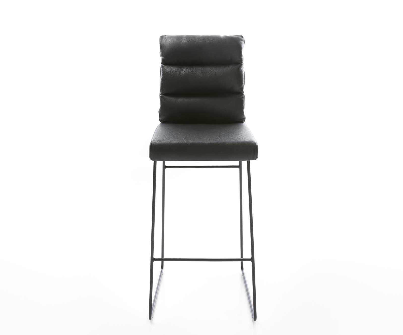 Chaise-de-bar Pela-Flex cuir véritable noir cadre de patins métal 1 Chaise-de-bar Pela-Flex cuir véritable noir cadre de patins métal 1