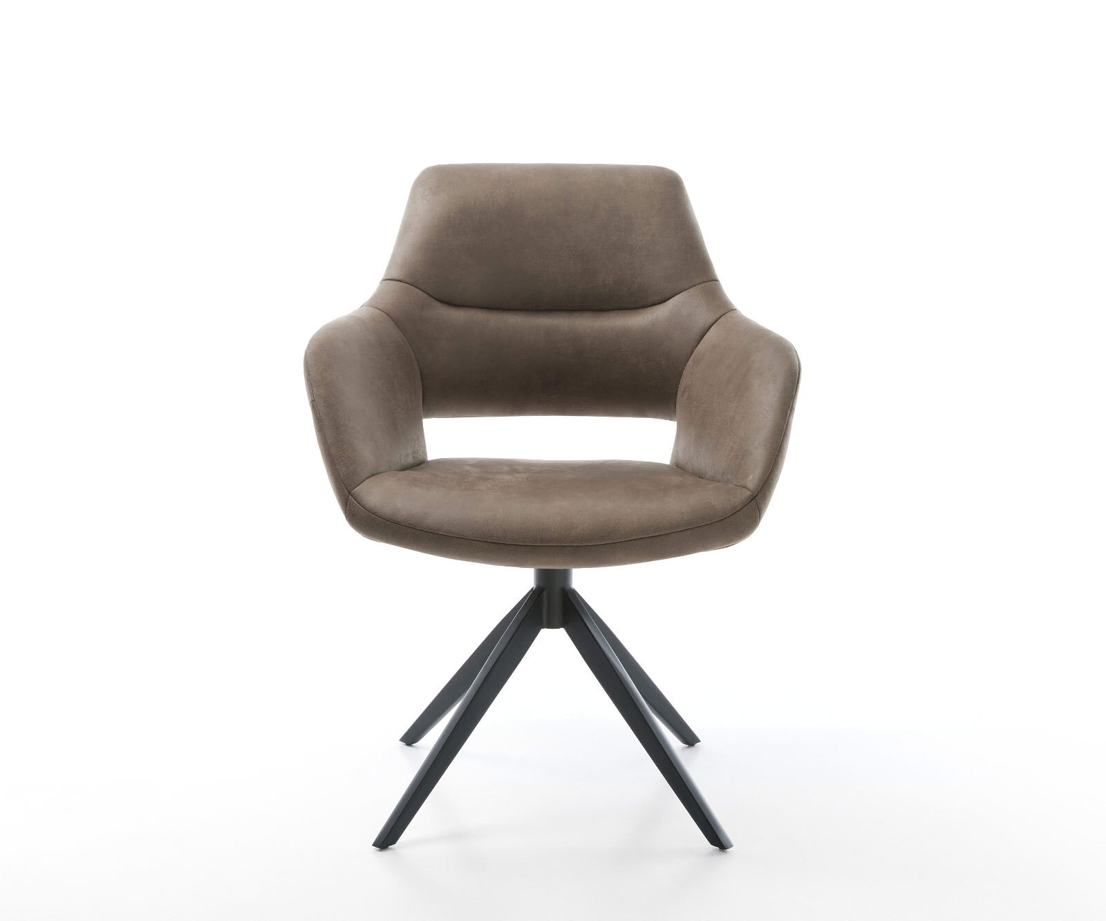 Chaise-pivotante Yago-Flex microvelours taupe vintage pied croisé large noir pivotement sur 360° fonction bascule ressorts ensachés 2