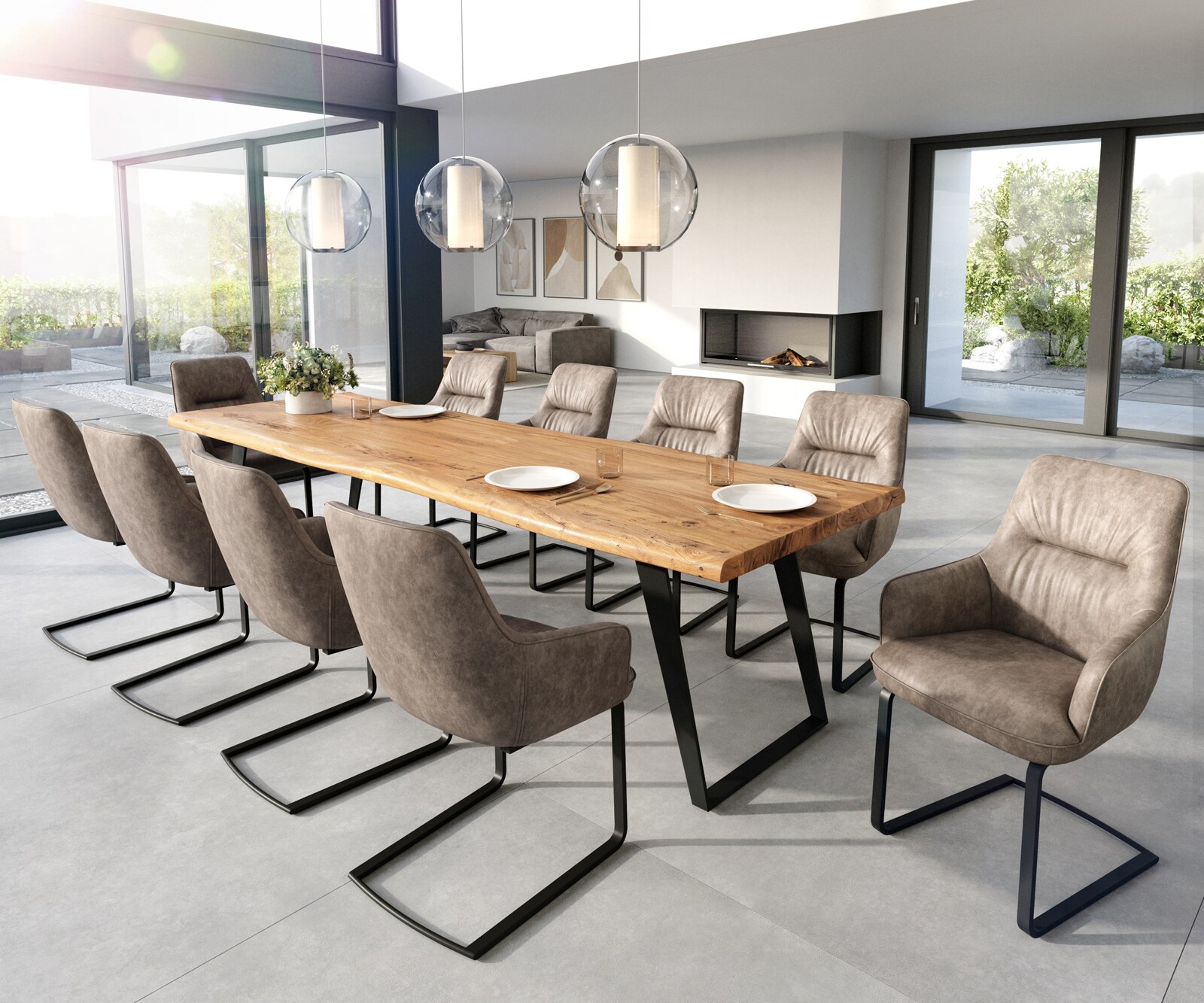 Cantilever Zelia-Flex avec accoudoirs microvelours taupe vintage pied cantilever plat noir ressorts ensachés 3 Cantilever Zelia-Flex avec accoudoirs microvelours taupe vintage pied cantilever plat noir ressorts ensachés 3