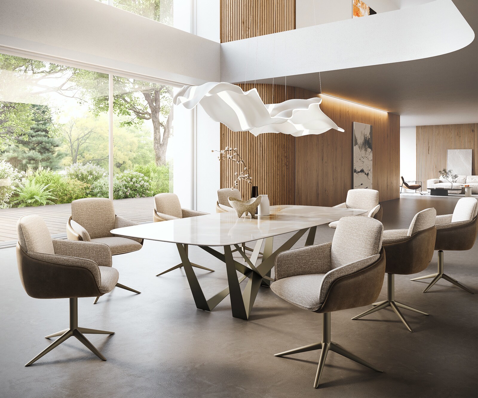 Table à manger Edge Boot 270x120 cm Céramique Iris FMG Onice Grigio Spider Métal Finition effet Titan 7