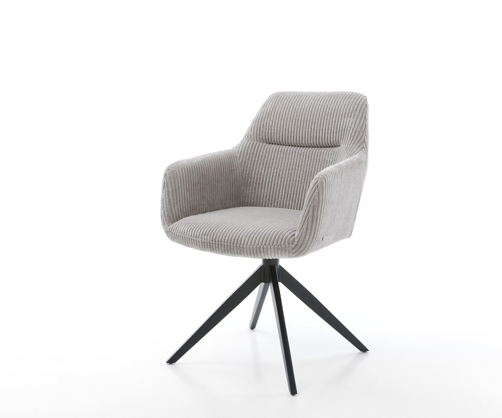 Chaise-pivotante Pejo-Flex côtelé gris argenté pied croisé large noir pivotement sur 360° fonction bascule ressorts ensachés Chaise-pivotante Pejo-Flex côtelé gris argenté pied croisé large noir pivotement sur 360° fonction bascule ressorts ensachés