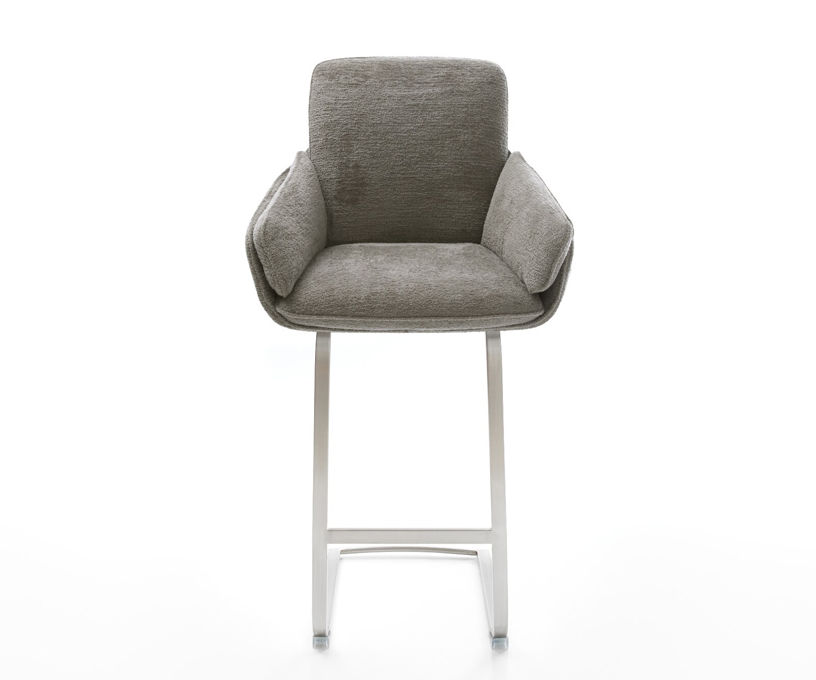 Chaise-de-bar Luan-Flex Bouclé doux Boue Pied cantilever acier inoxydable Argent 2
