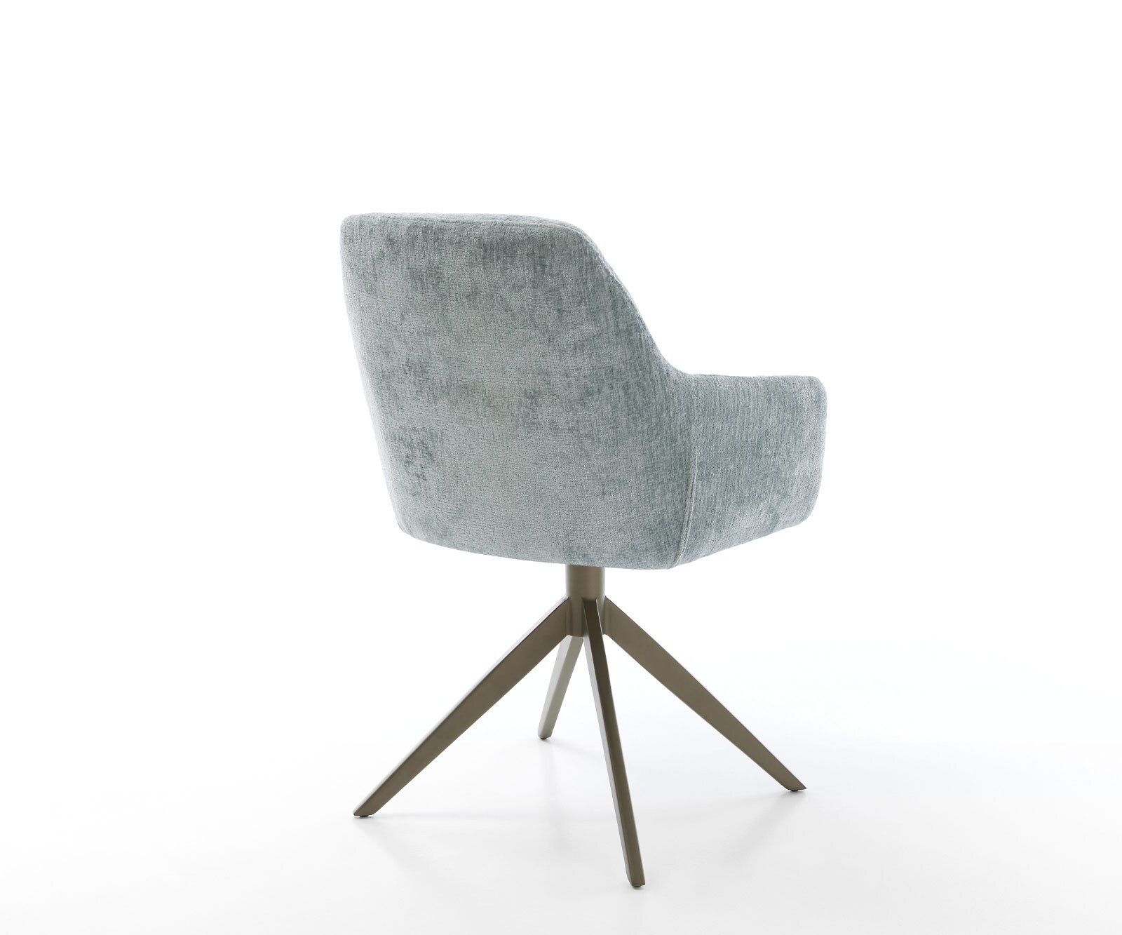 Chaise-pivotante Pejo-Flex chenille bleu pastel pied croisé large aspect titane pivotement sur 360° fonction bascule ressorts ensachés 4