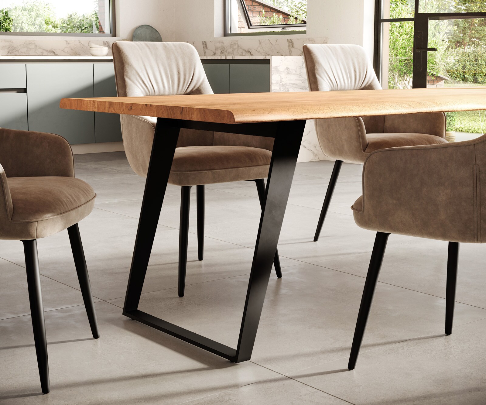 Table-à-manger Edge 300x100 XL acacia nature métal incliné Live-Edge 5 Table-à-manger Edge 300x100 XL acacia nature métal incliné Live-Edge 5