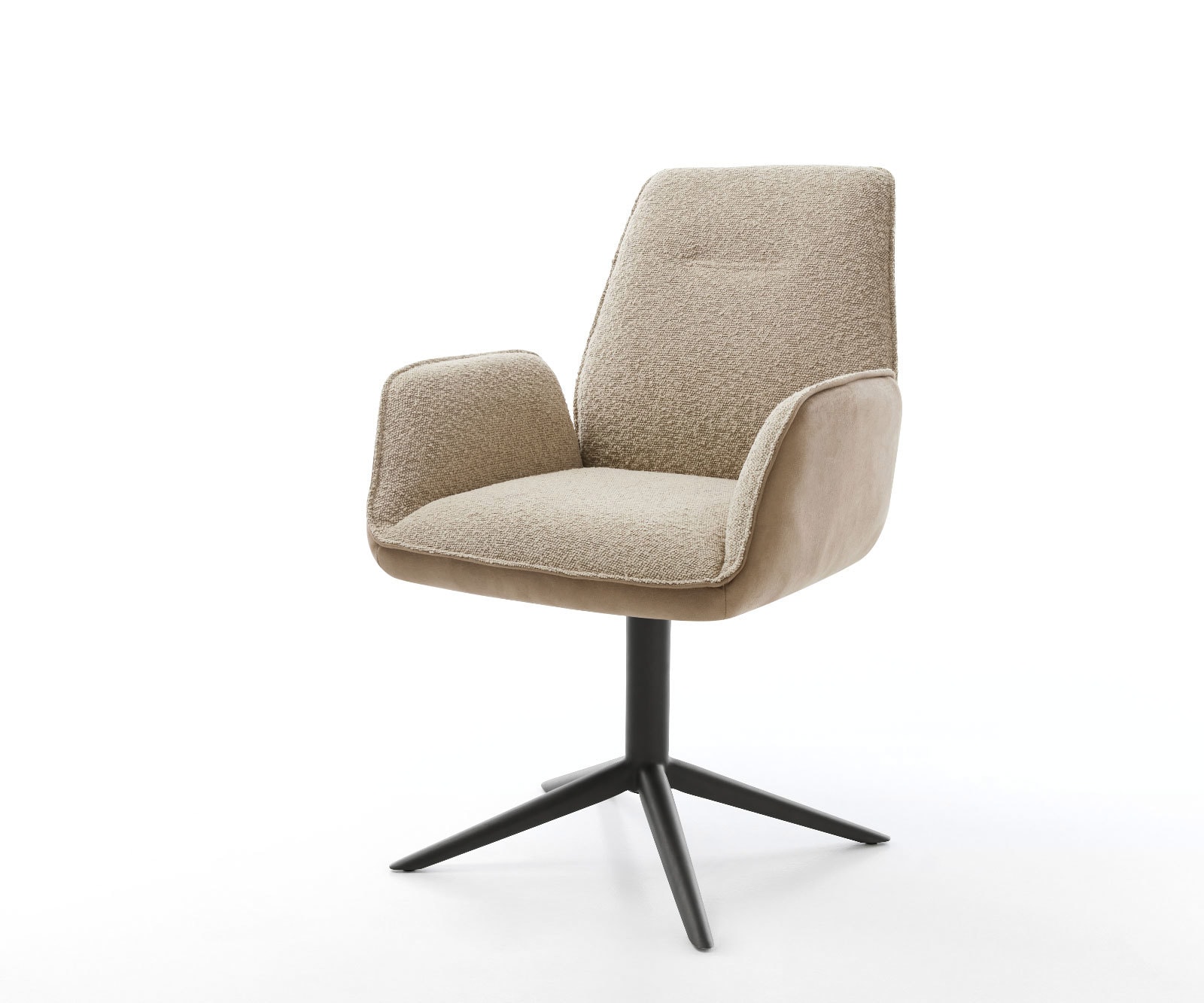 Chaise-pivotante Zoa-Flex tissu mixte couleur boue pied de chaise 4 branches noir pivotement sur 360° fonction bascule ressorts ensachés
