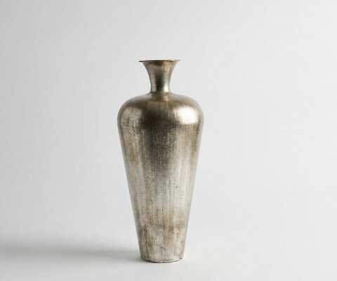 Vase Marvella l27 x P27 x H64 cm Métal Platin Aurum Fait main