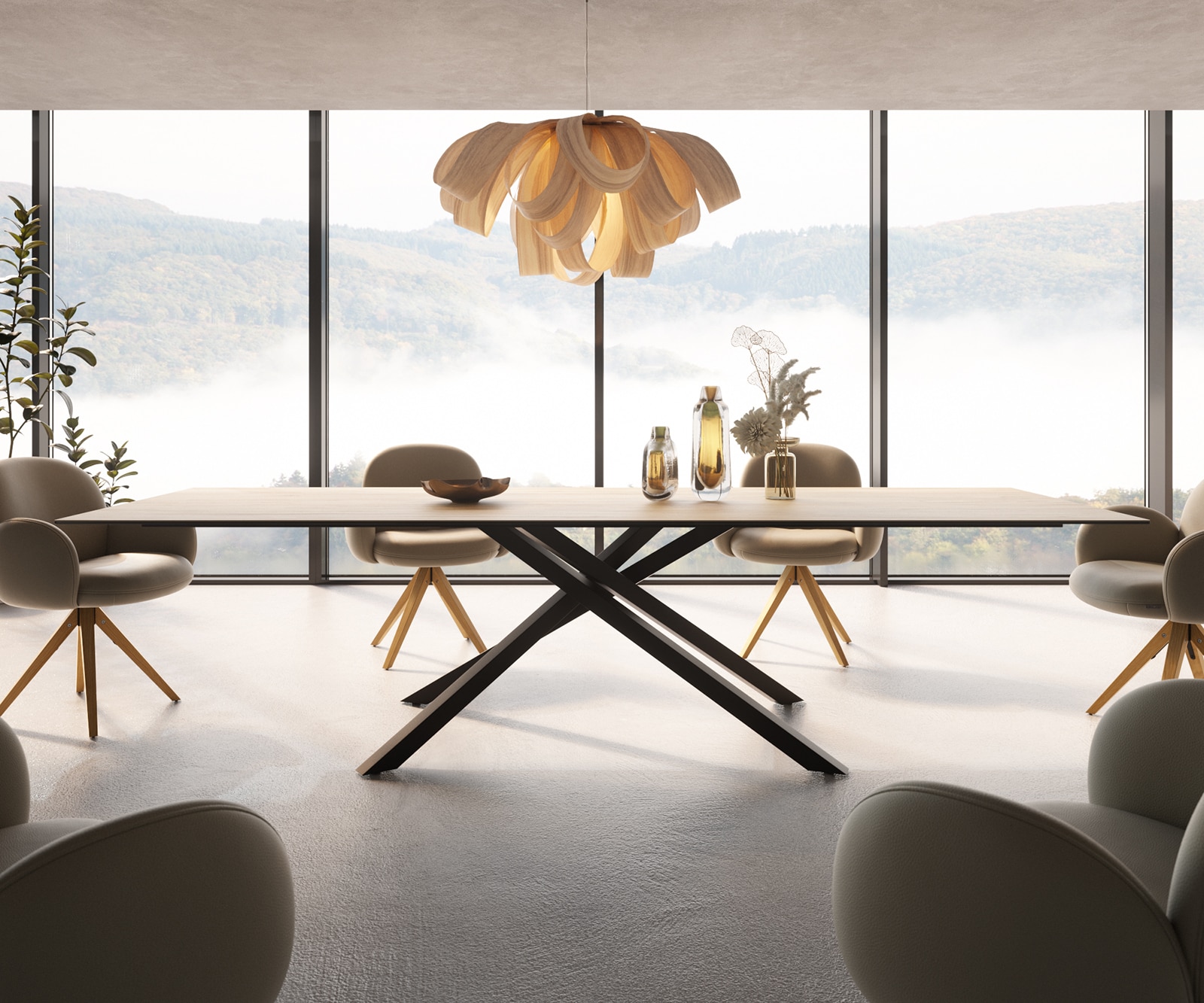 Table à manger Edge 300x100 céramique Laminam® Sabbia couleur chêne cadre croisé rectangulaire noir 5 Table à manger Edge 300x100 céramique Laminam® Sabbia couleur chêne cadre croisé rectangulaire noir 5