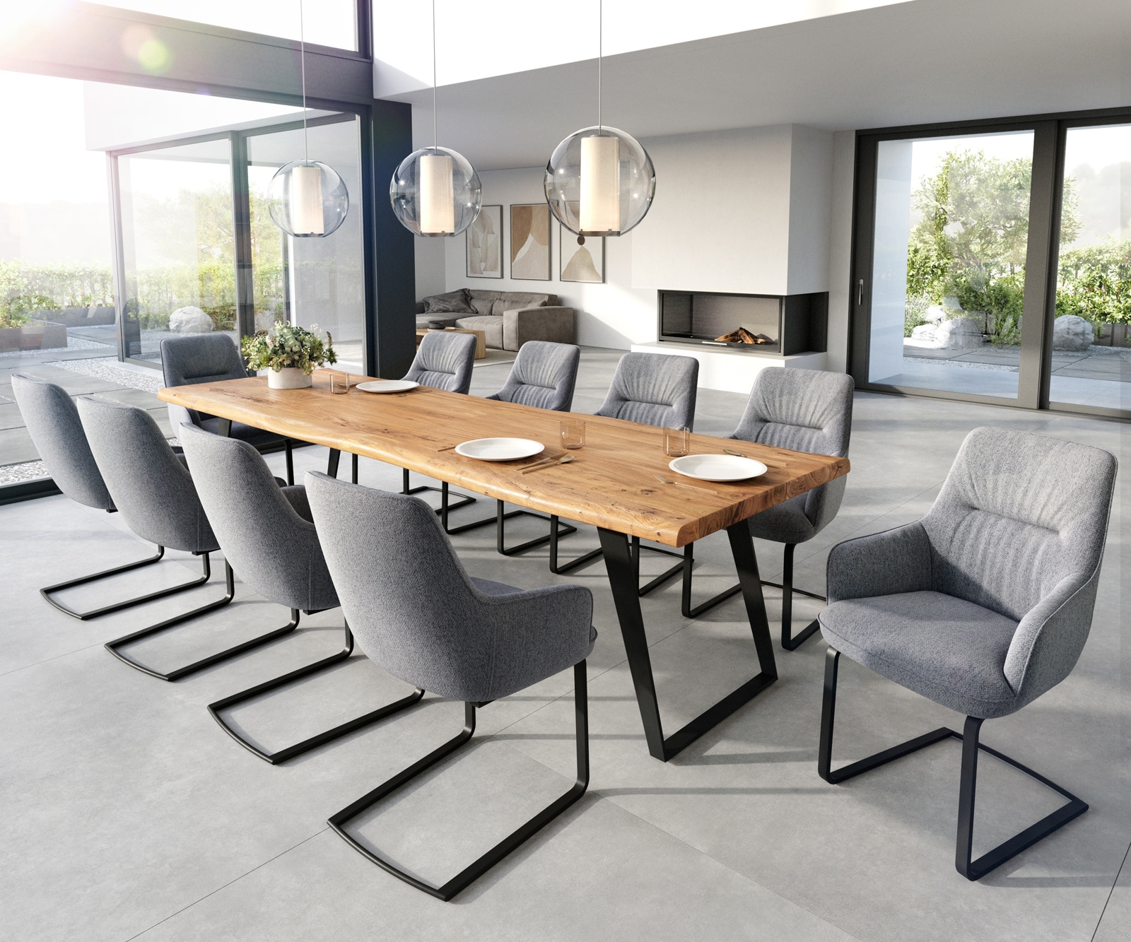 Cantilever Zelia-Flex avec accoudoirs tissu texturé gris clair pied cantilever plat noir ressorts ensachés 3 Cantilever Zelia-Flex avec accoudoirs tissu texturé gris clair pied cantilever plat noir ressorts ensachés 3