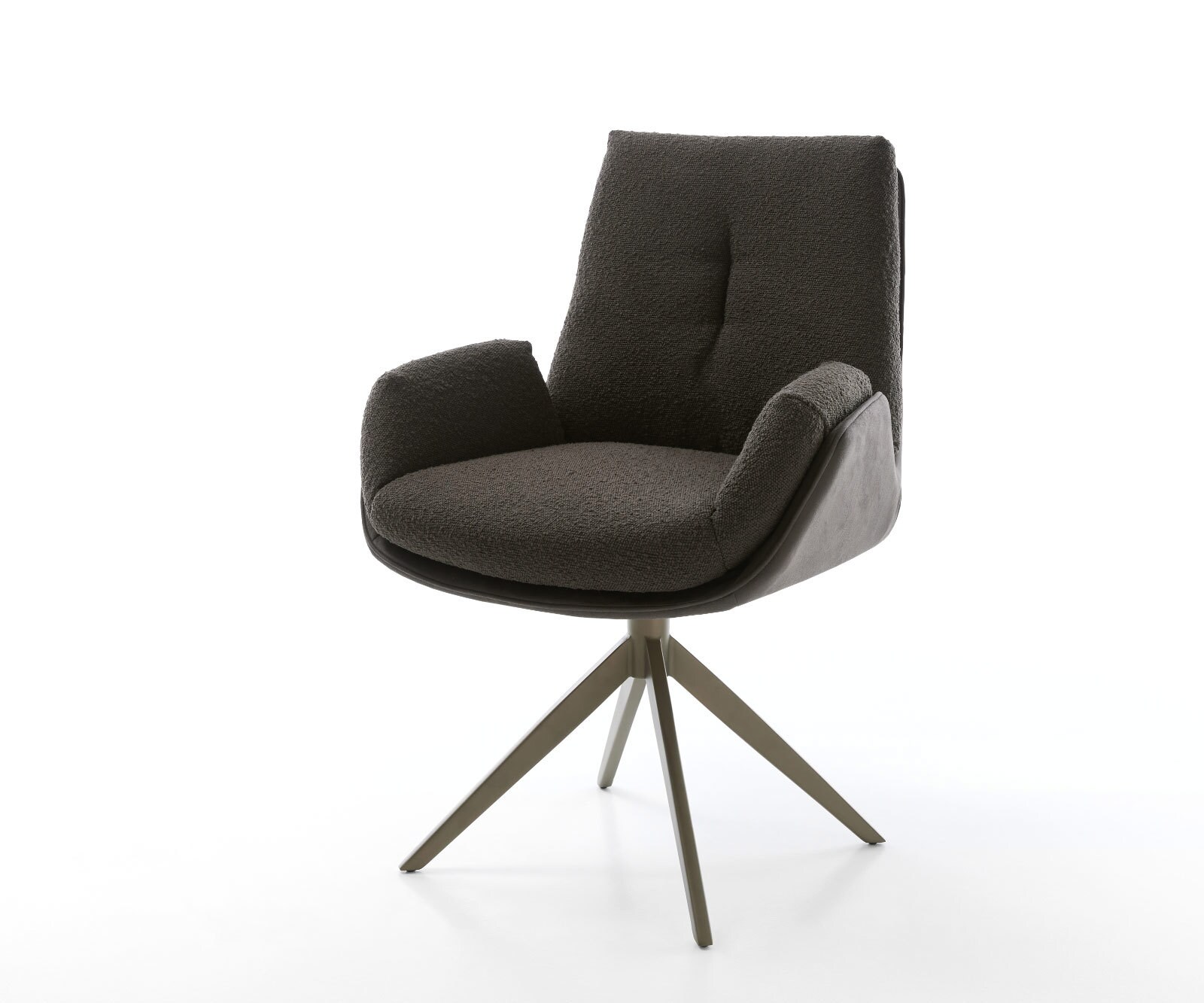 Chaise-pivotante Clea-Flex tissu mixte noir pied croisé large aspect titane pivotement sur 360° fonction bascule