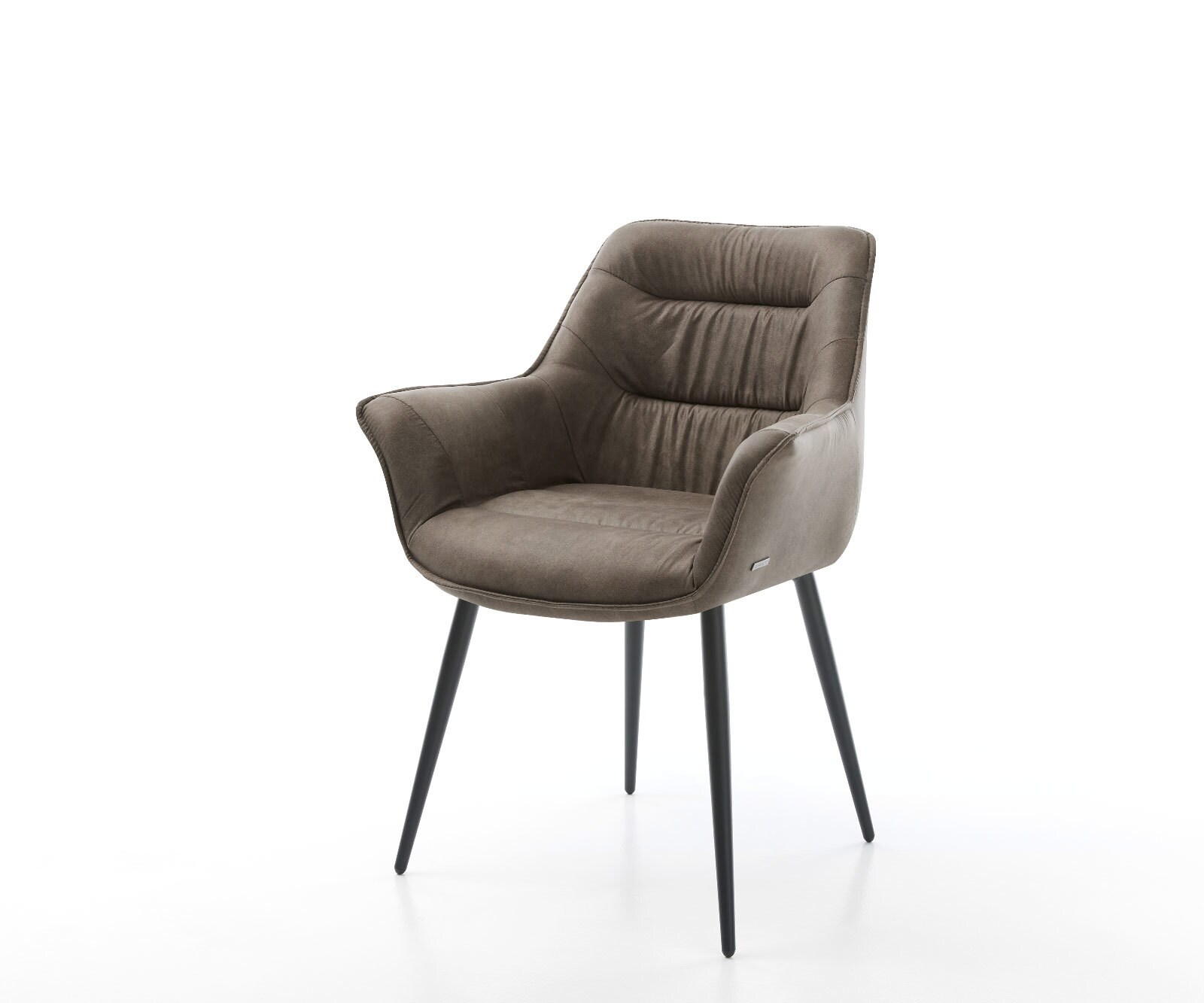 Chaise-de-salle-à-manger Kaira-Flex microvelours taupe vintage 4 pieds coniques noir