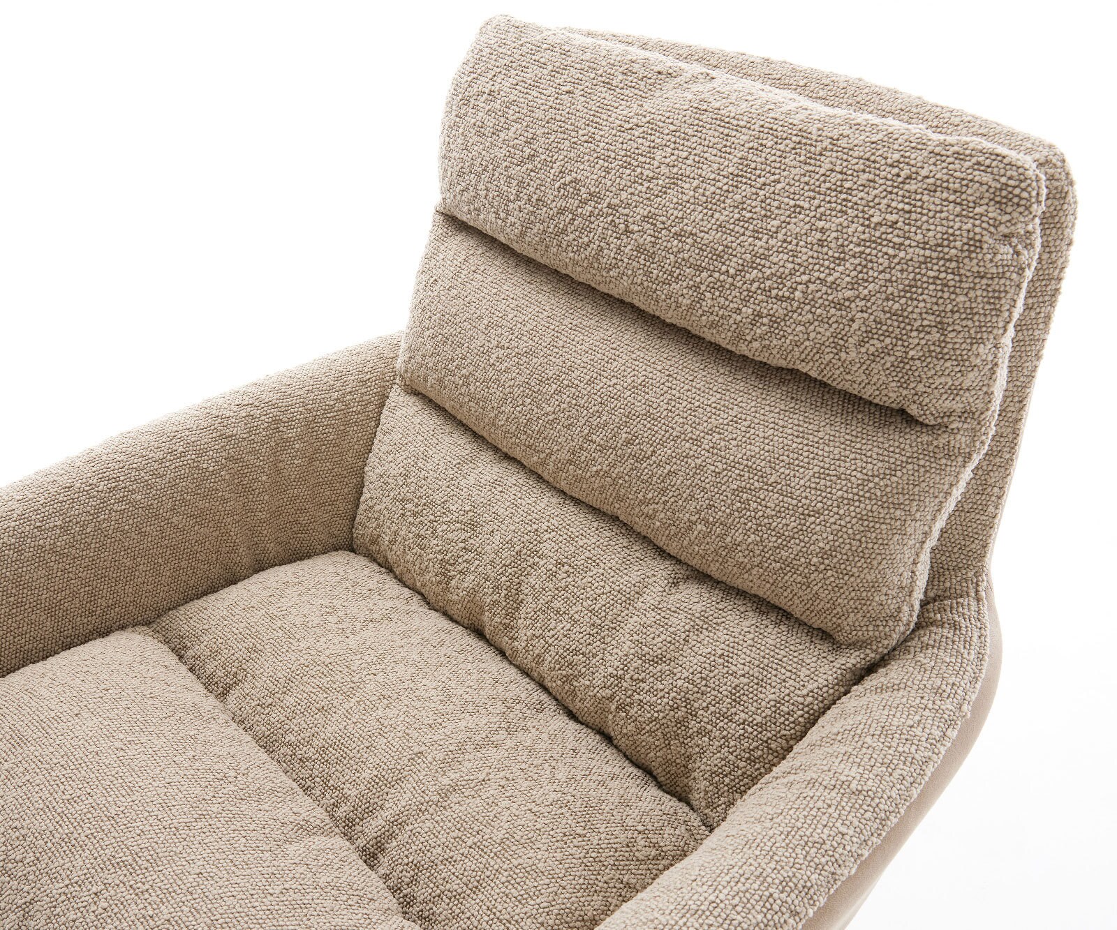Chaise-pivotante Abelia-Flex avec accoudoirs tissu mixte couleur boue pied de chaise 4 branches acier inoxydable brossé pivotement sur 360° fonction bascule 4