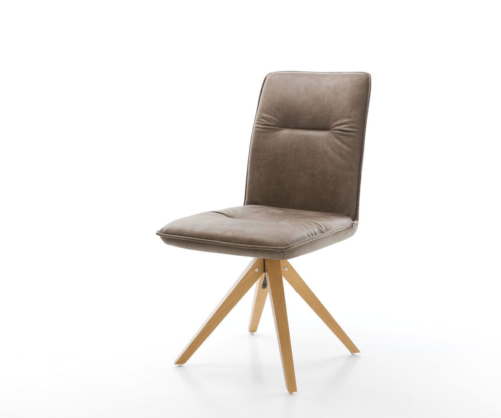 Chaise-de-salle-à-manger Vinjo-Flex microvelours taupe vintage pied en bois angulaire naturel