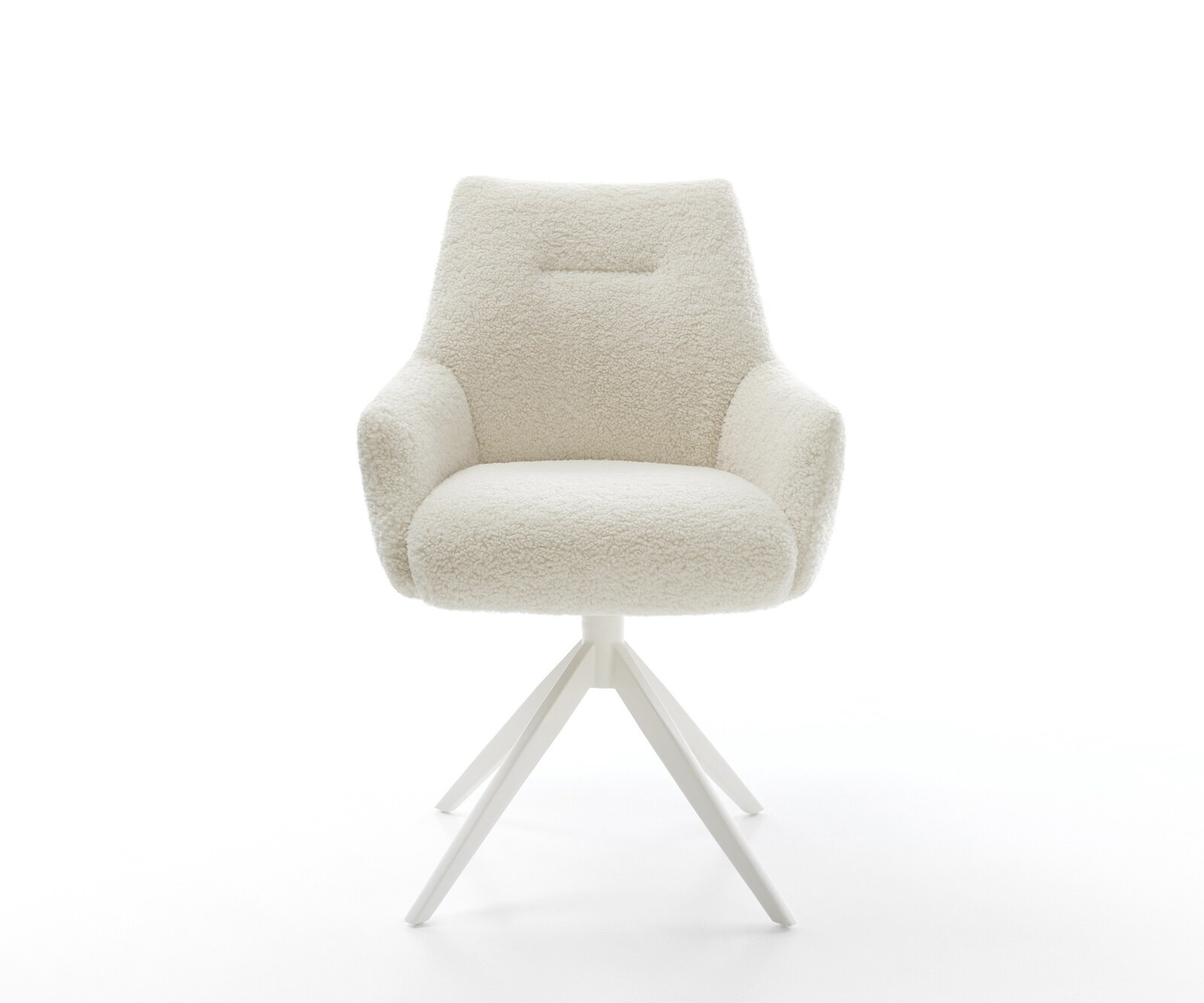 Chaise-pivotante Alja-Flex avec accoudoirs tissu teddy beige pied croisé large blanc pivotement sur 360° fonction bascule resorts ensachés 2