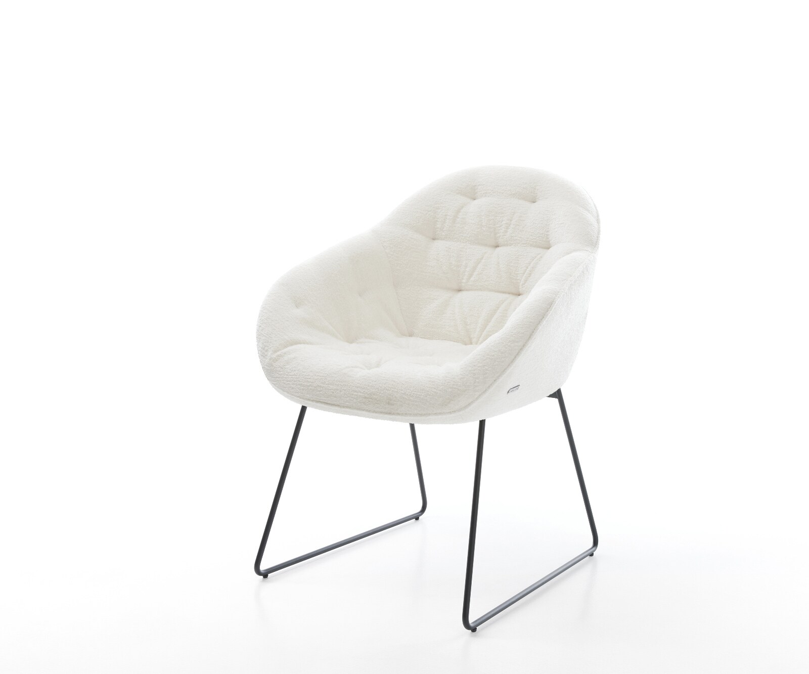 Chaise-de-salle-à-manger Gaio-Flex bouclé doux beige pied trapèze noir