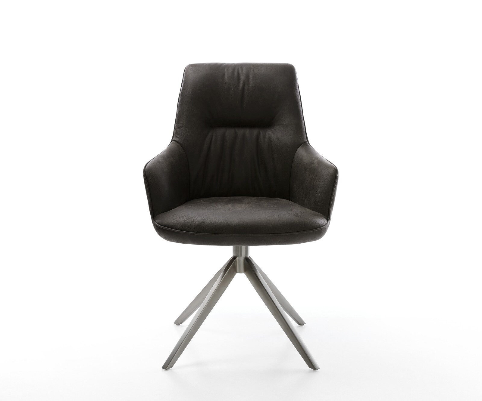 Chaise-pivotante Zelia-Flex avec accoudoirs microfibre antracite vintage pied croisé large grafiete pivotement sur 360° fonction bascule ressorts ensachés 2