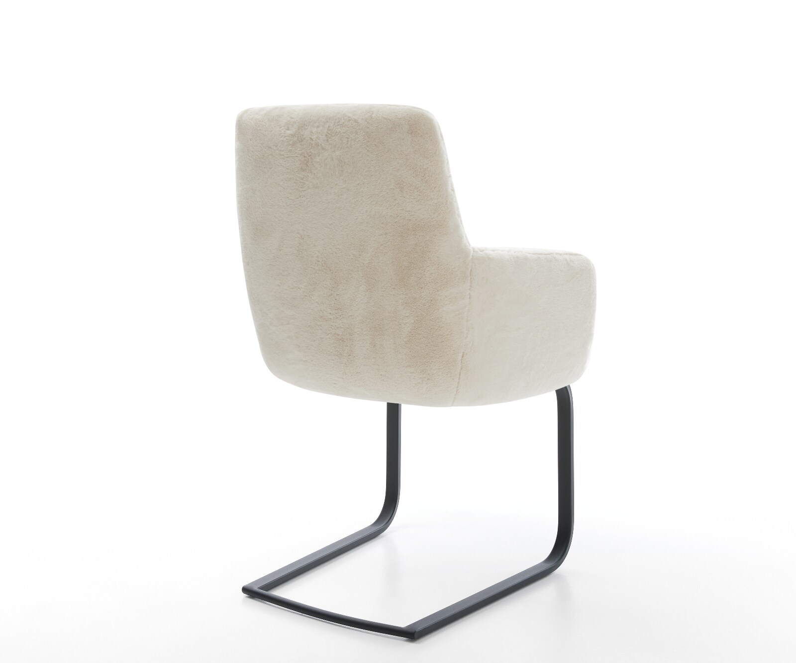 Cantilever Heira-Flex avec accoudoirs peluche crème-blanc pied cantilever plat noir resorts ensachés 5