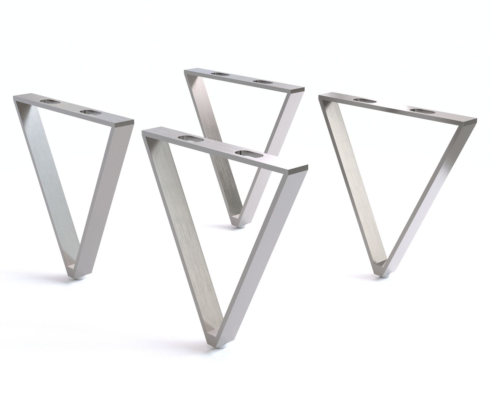 Pied-en-V 20 cm inox brossé pour tous types de meubles (set de 4)