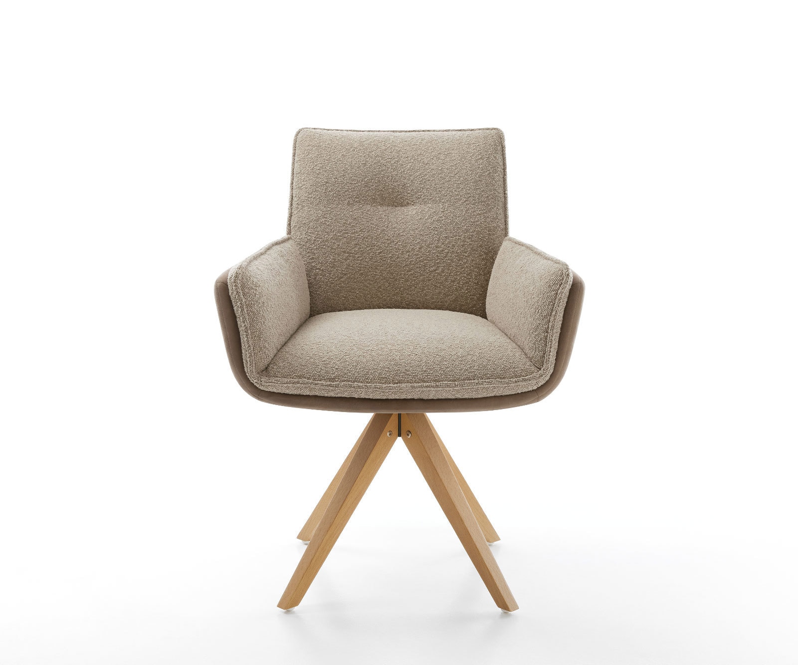 Chaise-pivotante Nela-Flex tissu mixte couleur boue pied en bois angulaire naturel pivotement sur 180° 1 Chaise-pivotante Nela-Flex tissu mixte couleur boue pied en bois angulaire naturel pivotement sur 180° 1