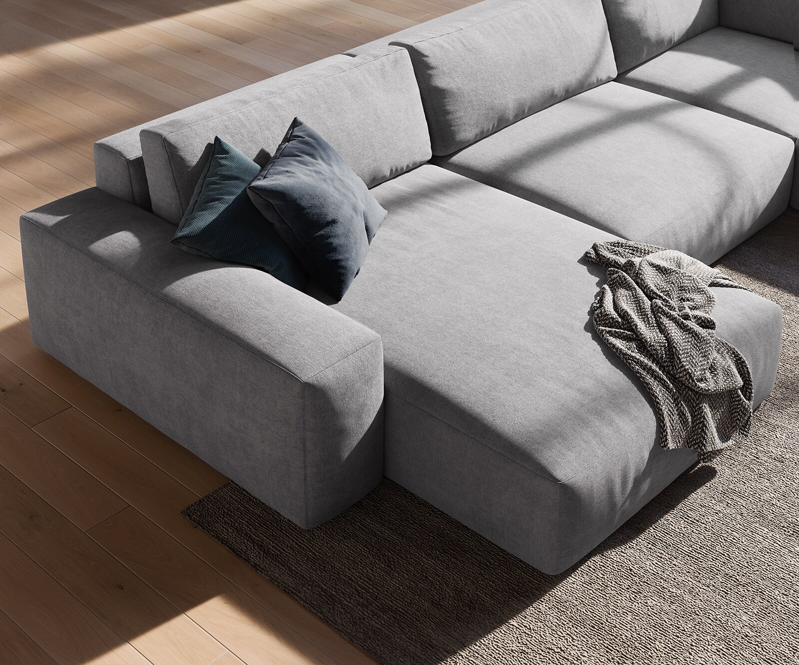 Canapé panoramique Lanzo XL 360x260 cm Microfibre Gris Recamière variable 4
